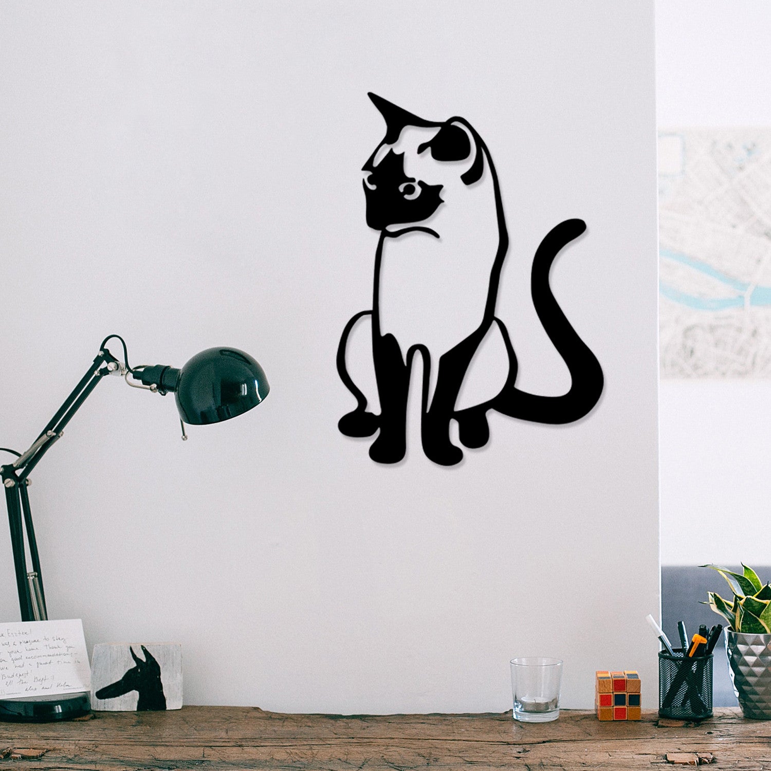 Decoração de Parede em Metal – Gato 2, Preto, 39 x 55 cm