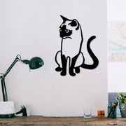 Decoração de Parede em Metal – Gato 2, Preto, 39 x 55 cm
