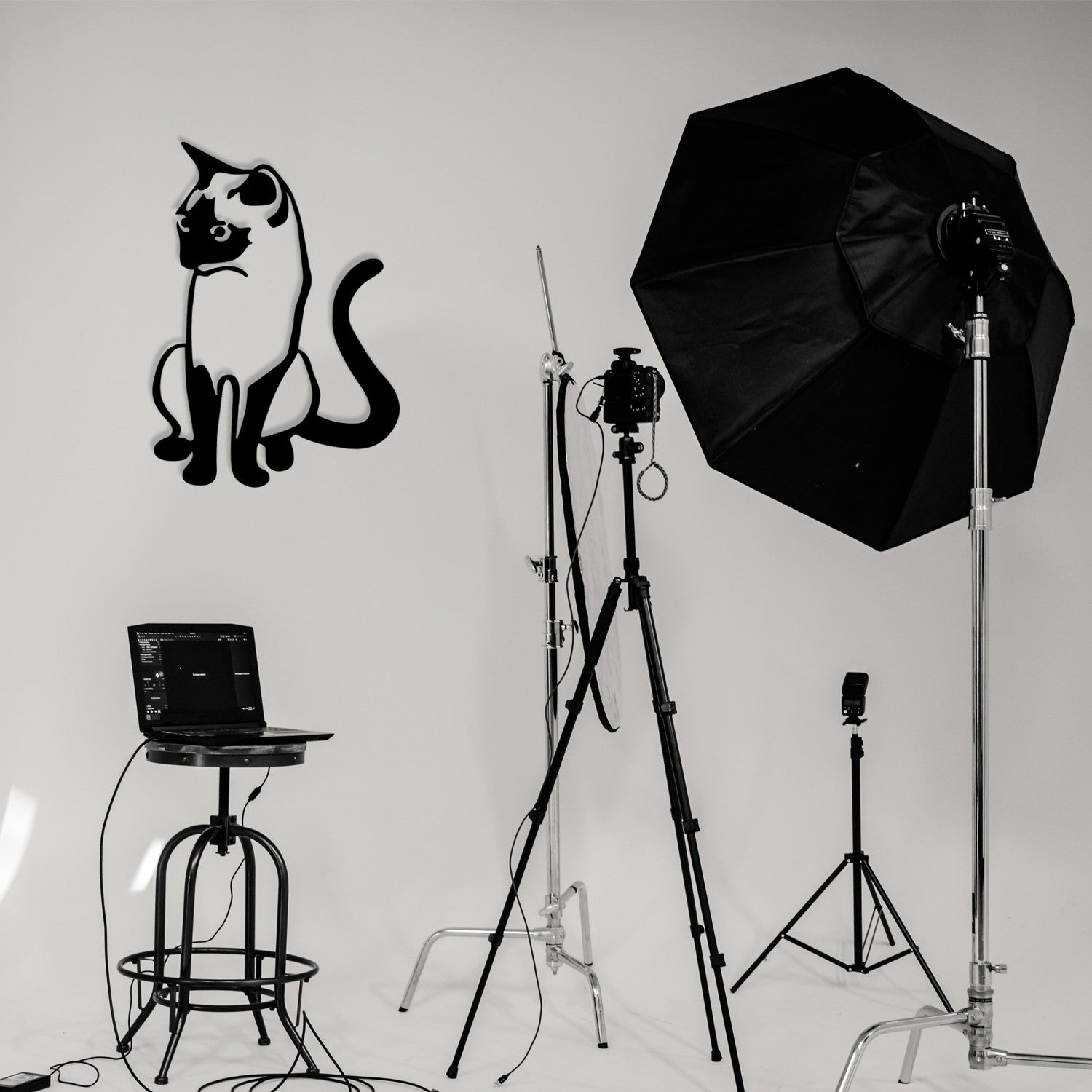 Decoração de Parede em Metal – Gato 2, Preto, 39 x 55 cm