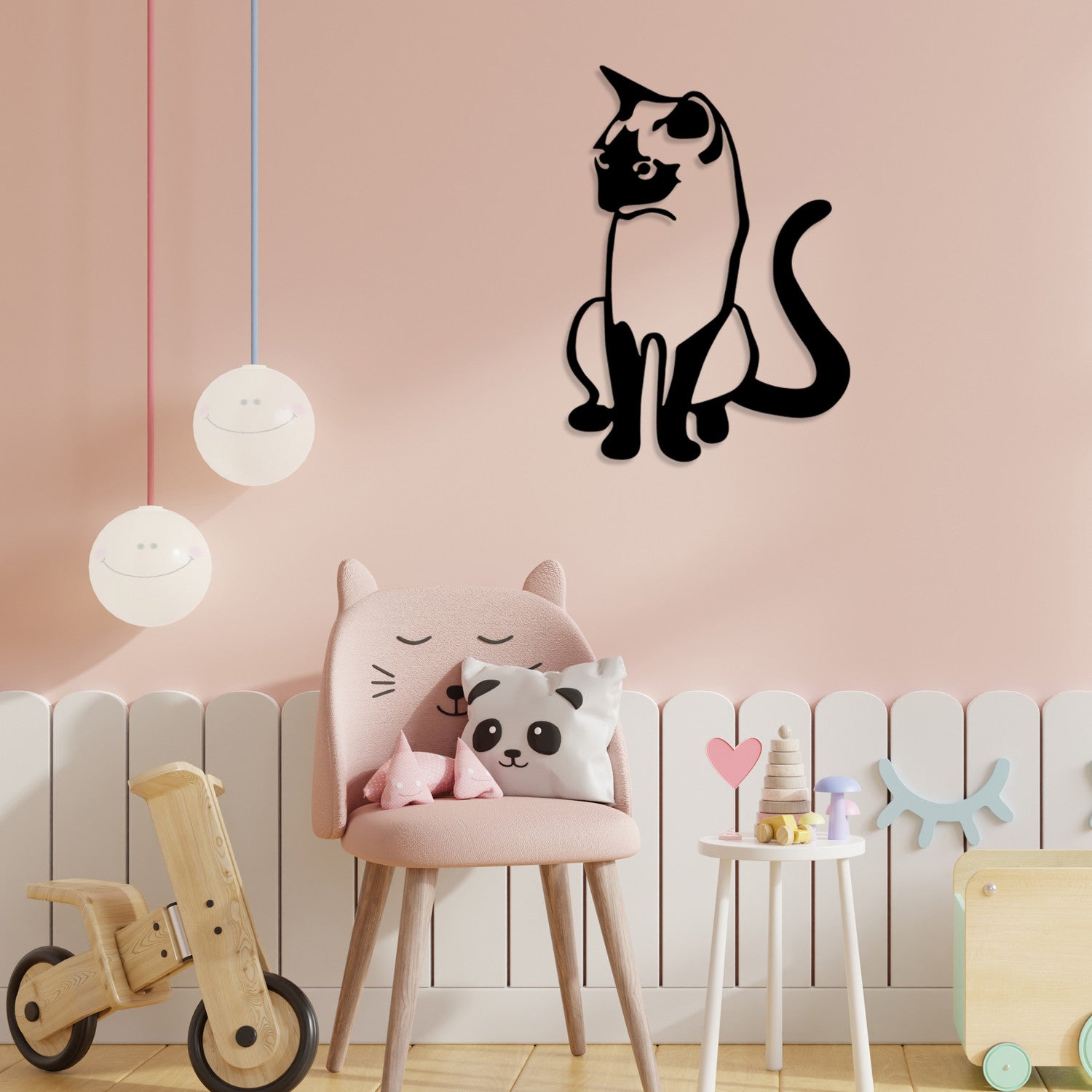 Decoração de Parede em Metal – Gato 2, Preto, 39 x 55 cm