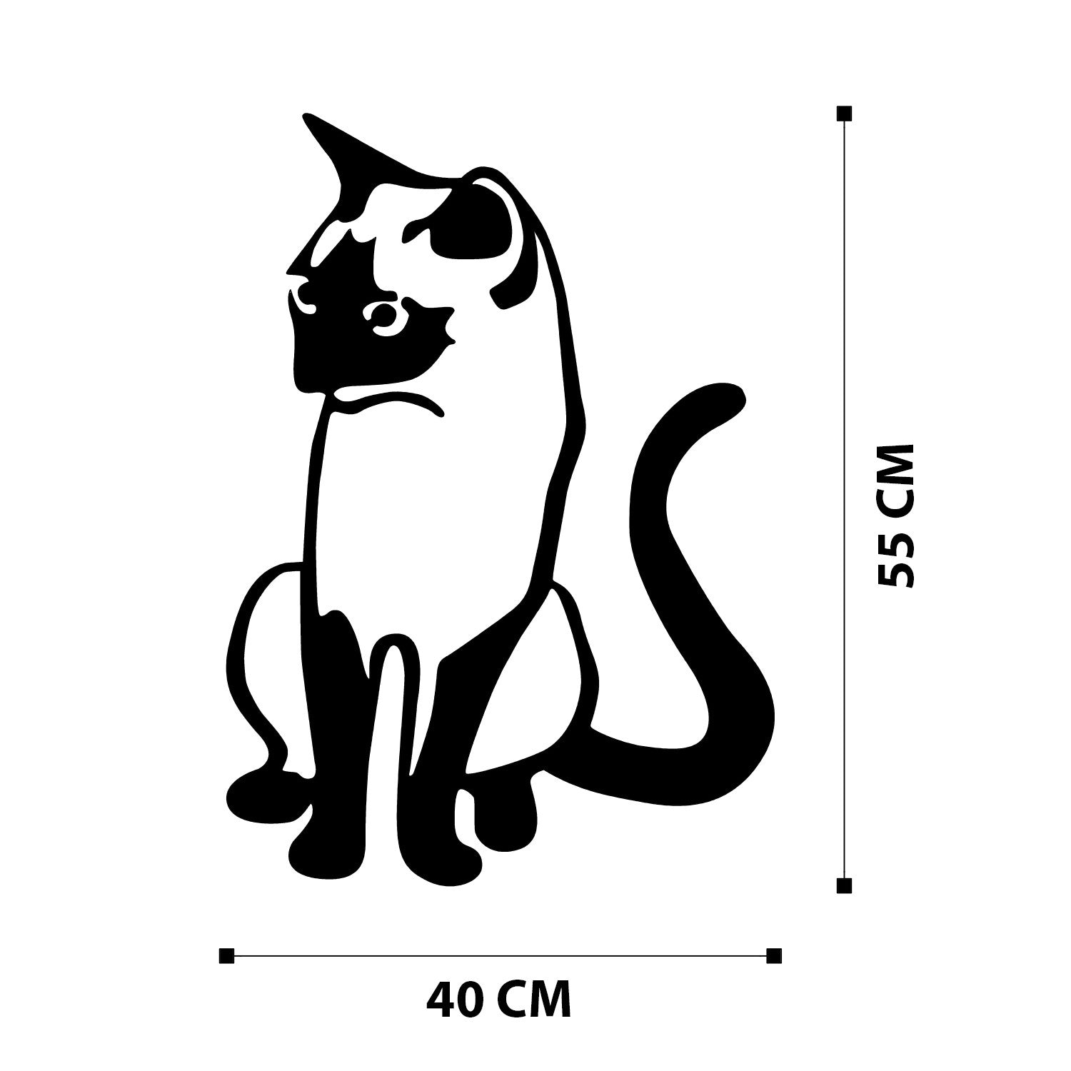 Decoração de Parede em Metal – Gato 2, Preto, 39 x 55 cm