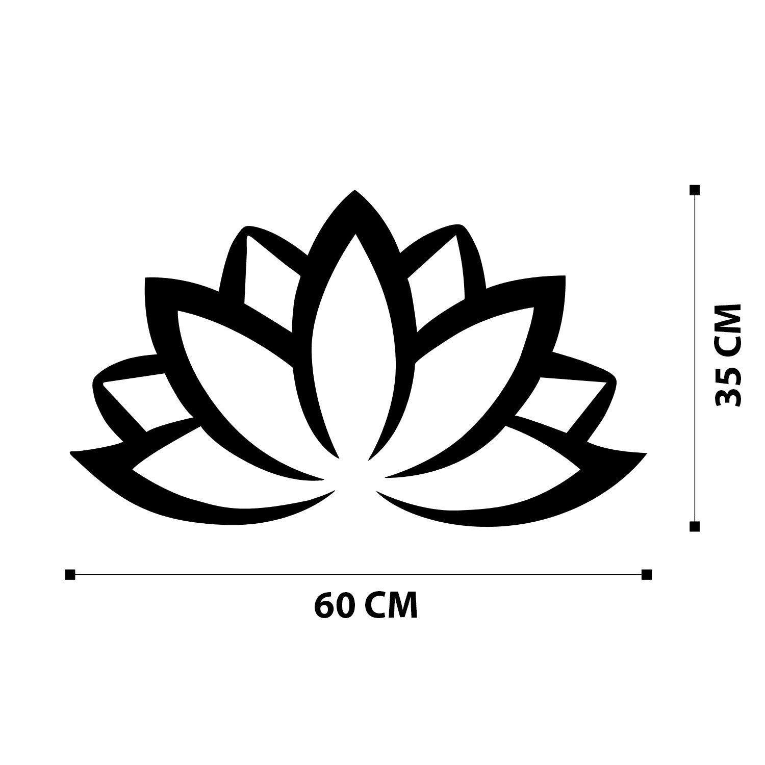 Flor de Lótus 2 - Decoração de Parede em Metal, Preto, 60x35 cm