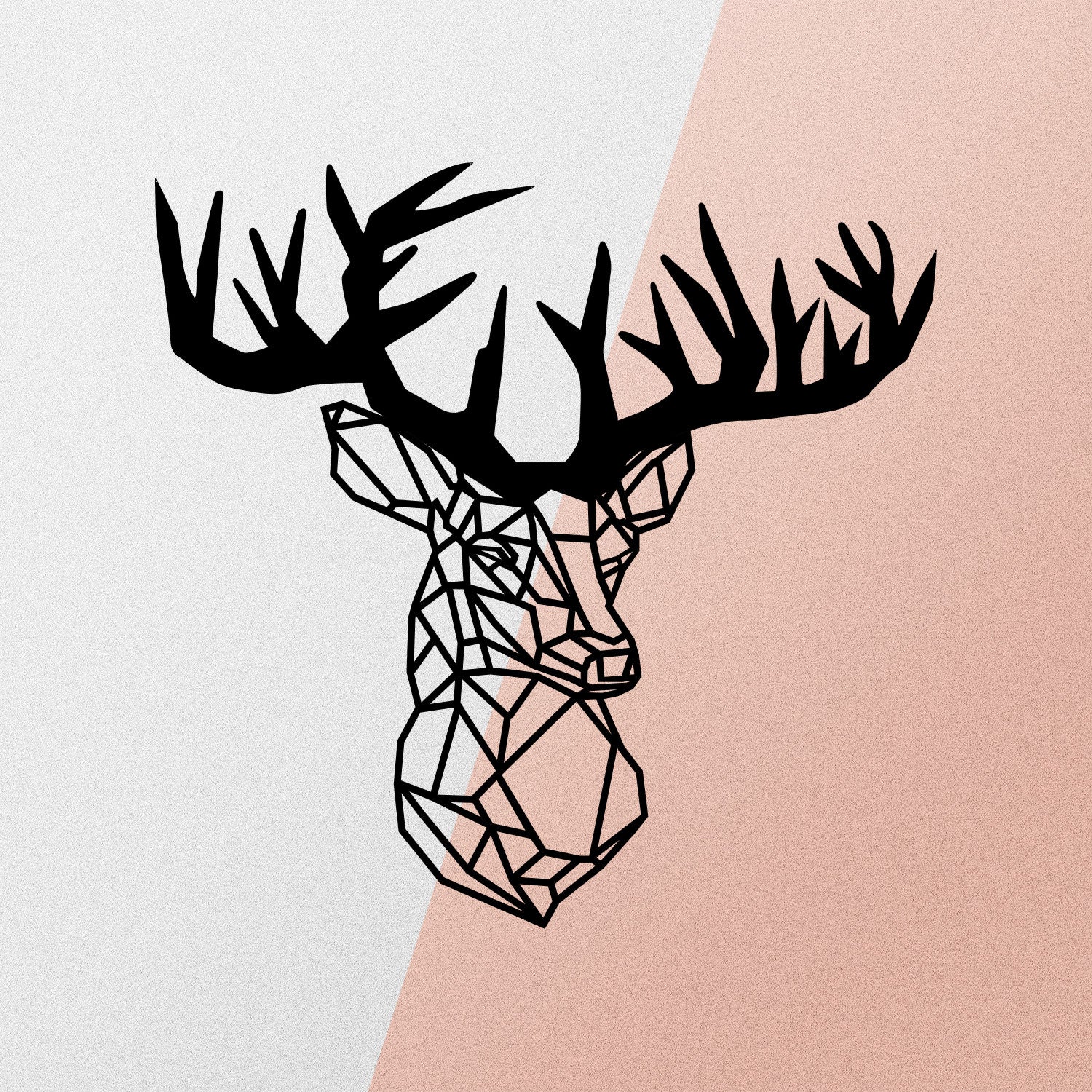 Decoração de Parede em Metal (1,2 mm) – Veado Preto 50x49 cm