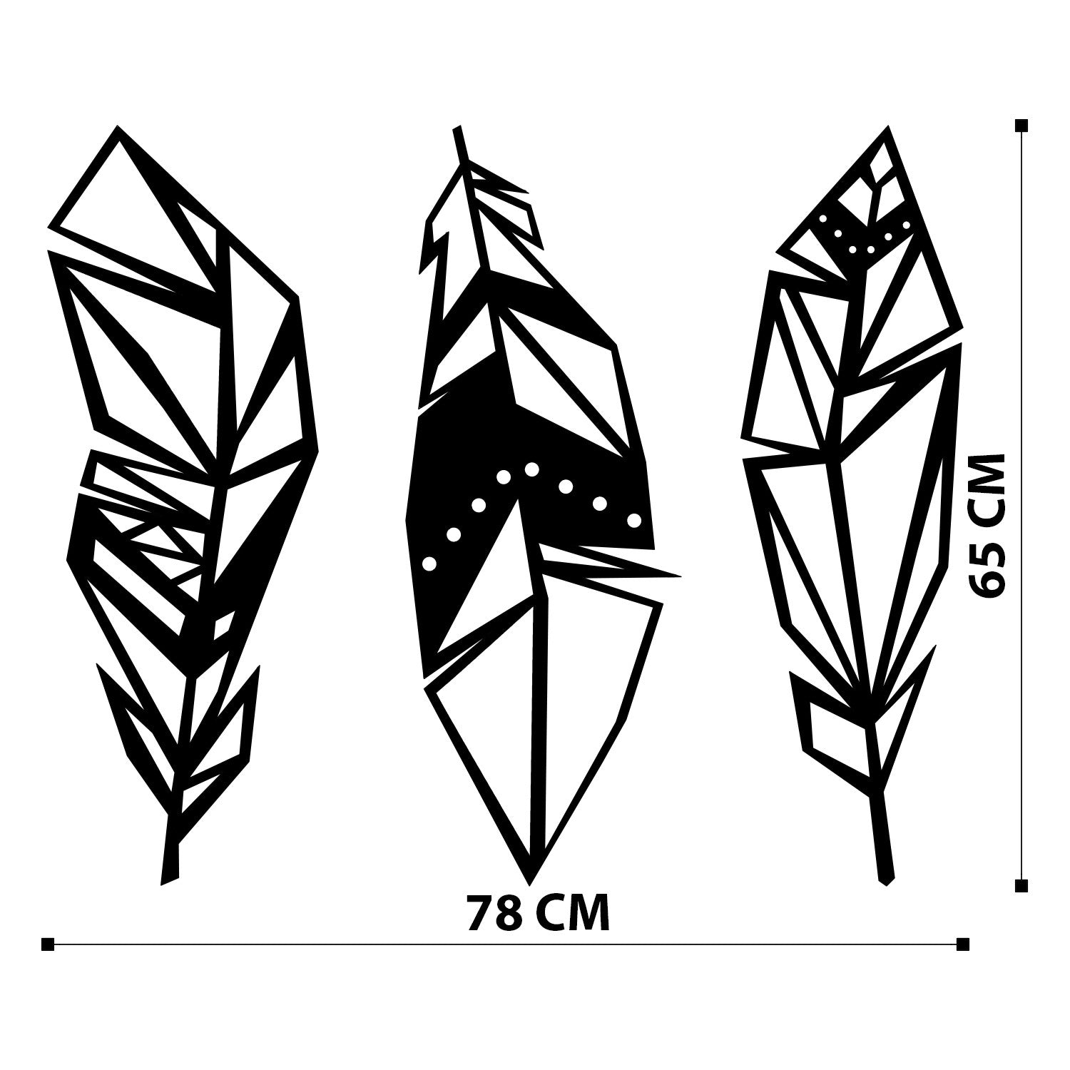 Pena em Metal Preto – Arte de Parede 78x65 cm