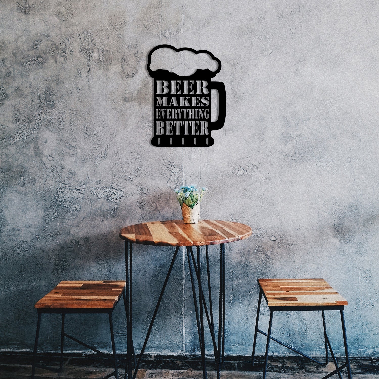 Placa Decorativa Beer em Metal Preto – 35x45 cm, 100% Metal (1,2 mm)