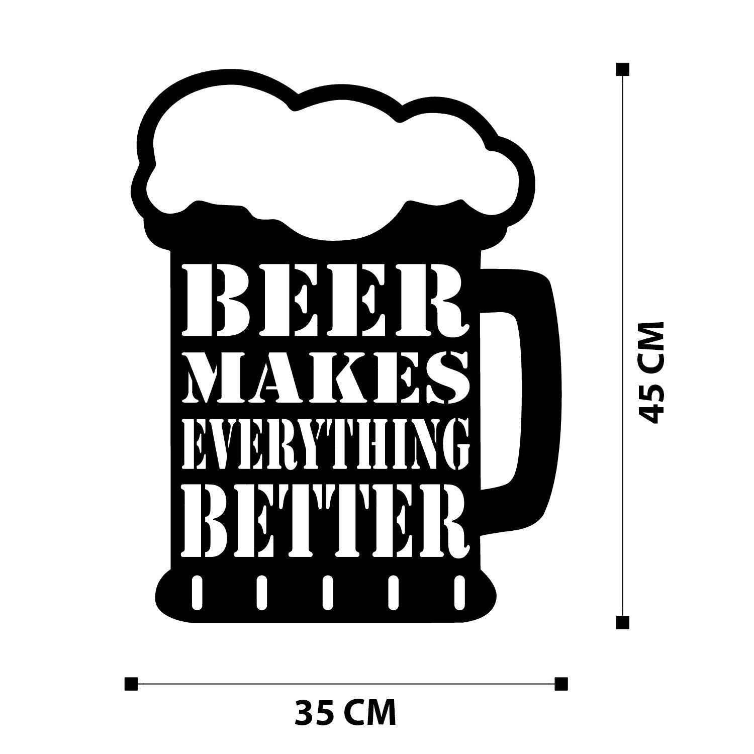 Placa Decorativa Beer em Metal Preto – 35x45 cm, 100% Metal (1,2 mm)