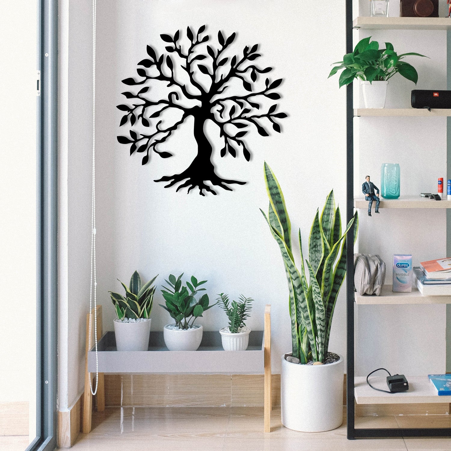 Decoração de Parede Árvore em Metal Preto 60x60 cm – 100% Metal (1,2 mm)