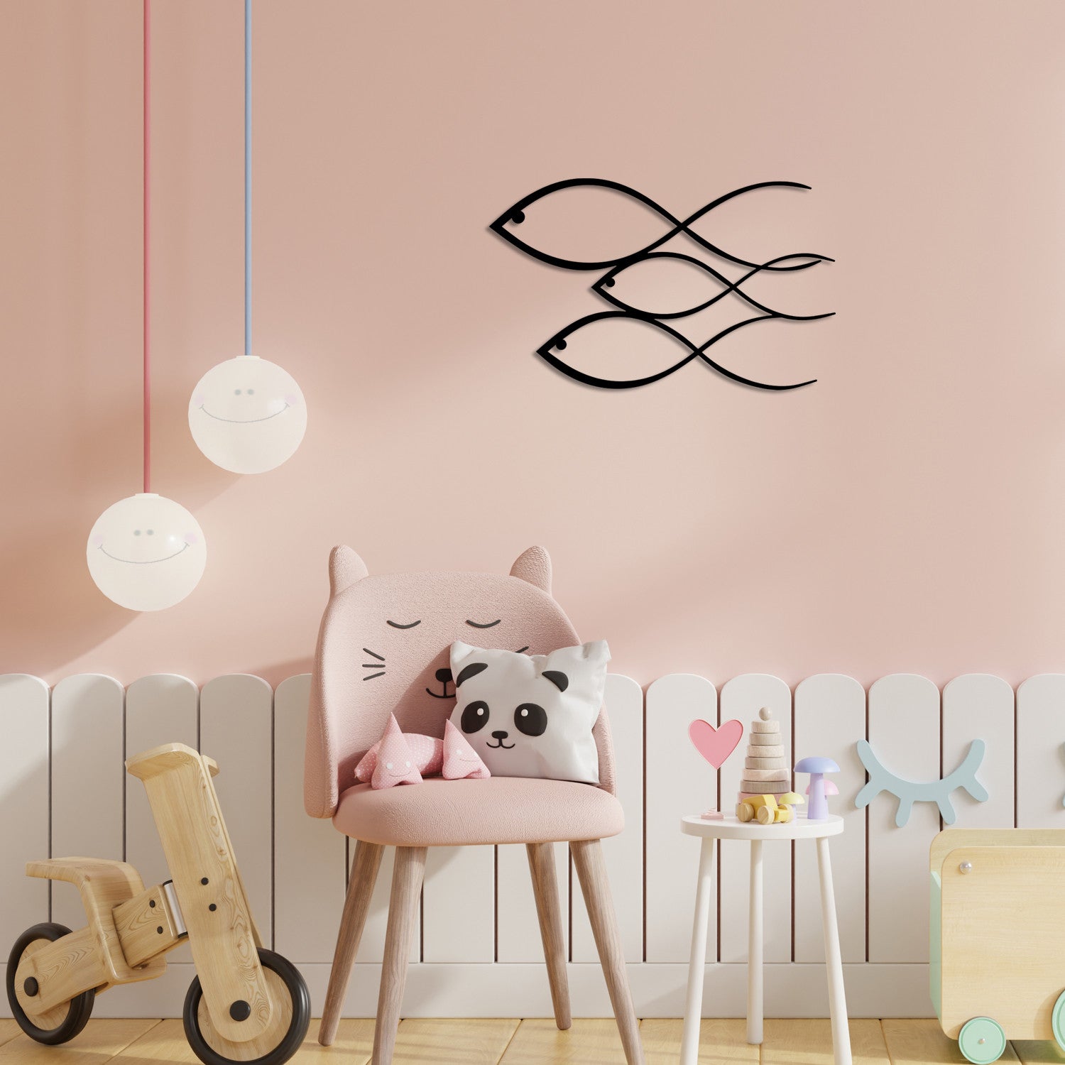 Peixe Decorativo de Parede em Metal Preto – 50 x 30 cm, 1,2 mm (Ref. 279ENZ1120)