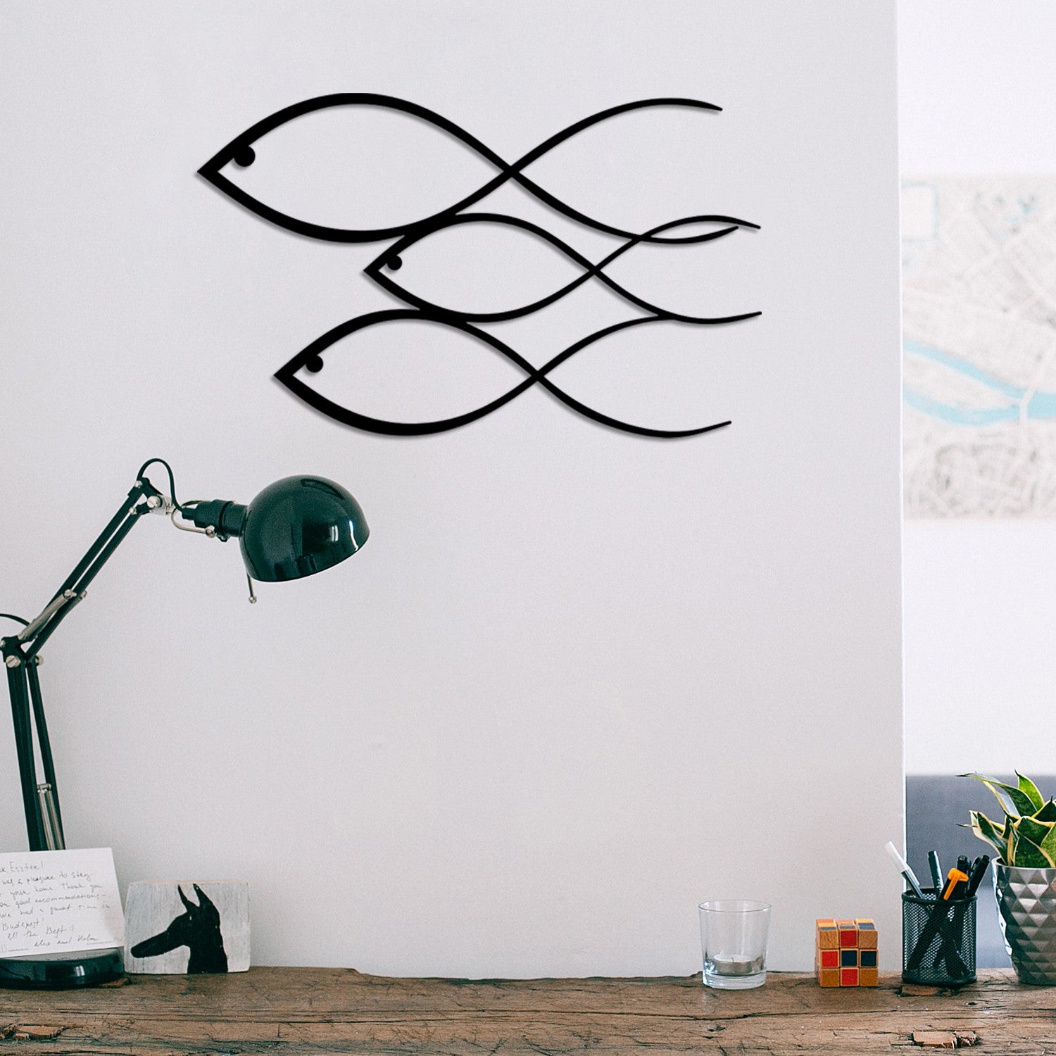 Peixe Decorativo de Parede em Metal Preto – 50 x 30 cm, 1,2 mm (Ref. 279ENZ1120)