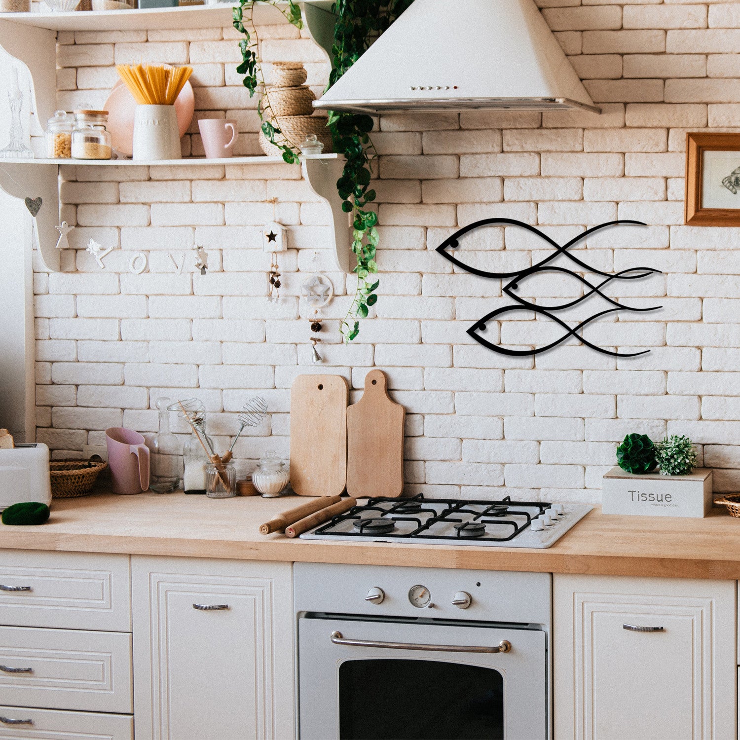 Peixe Decorativo de Parede em Metal Preto – 50 x 30 cm, 1,2 mm (Ref. 279ENZ1120)