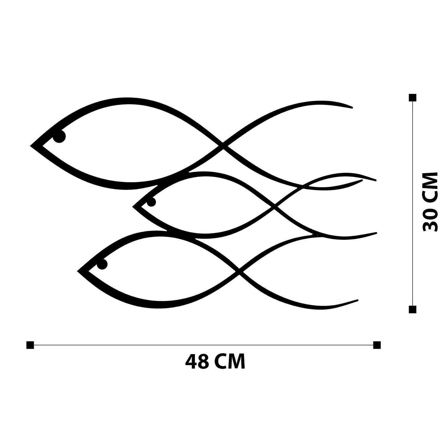 Peixe Decorativo de Parede em Metal Preto – 50 x 30 cm, 1,2 mm (Ref. 279ENZ1120)