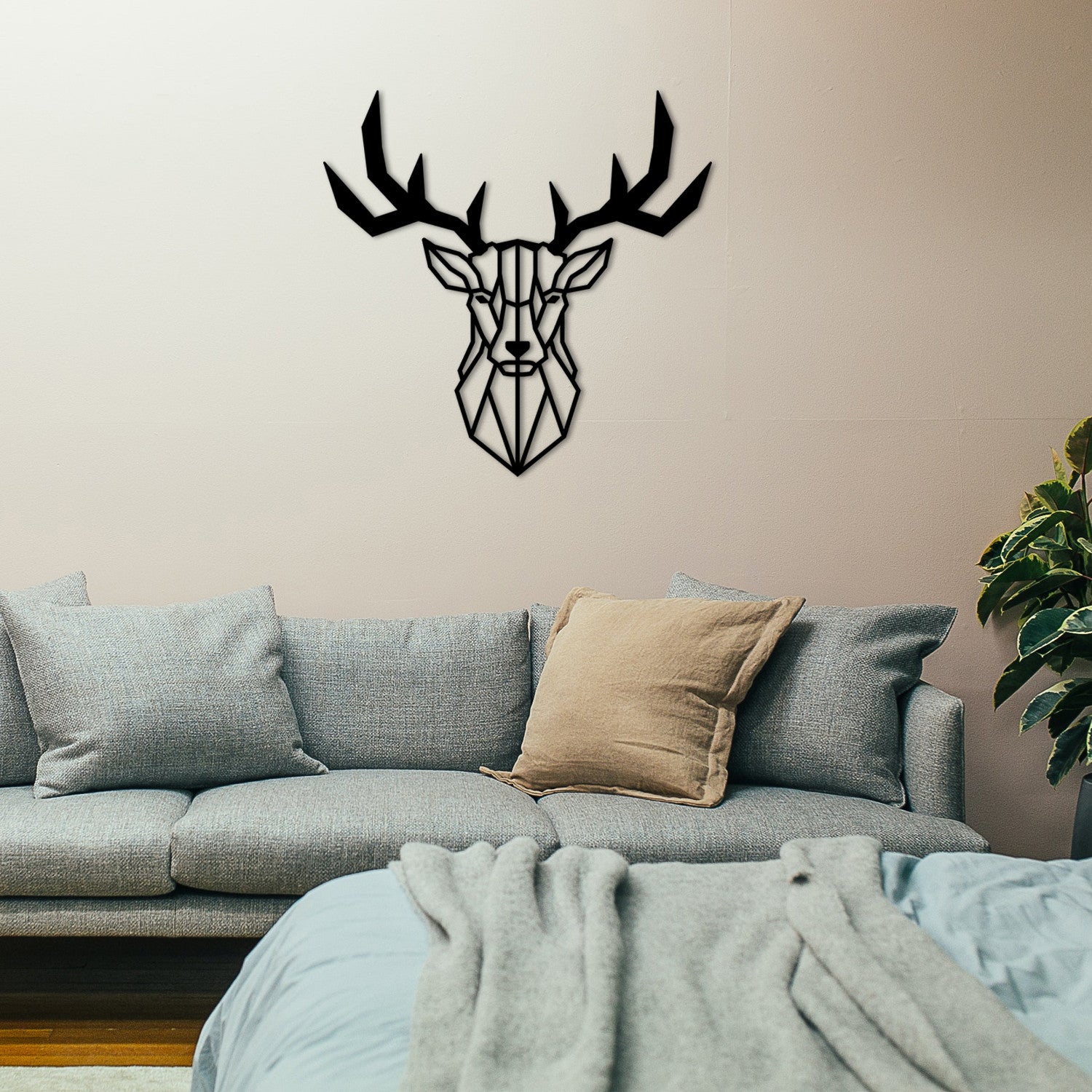Deer2 – Decoração de Parede em Metal Preto 51 x 51 cm (100% metal, 1,2 mm)