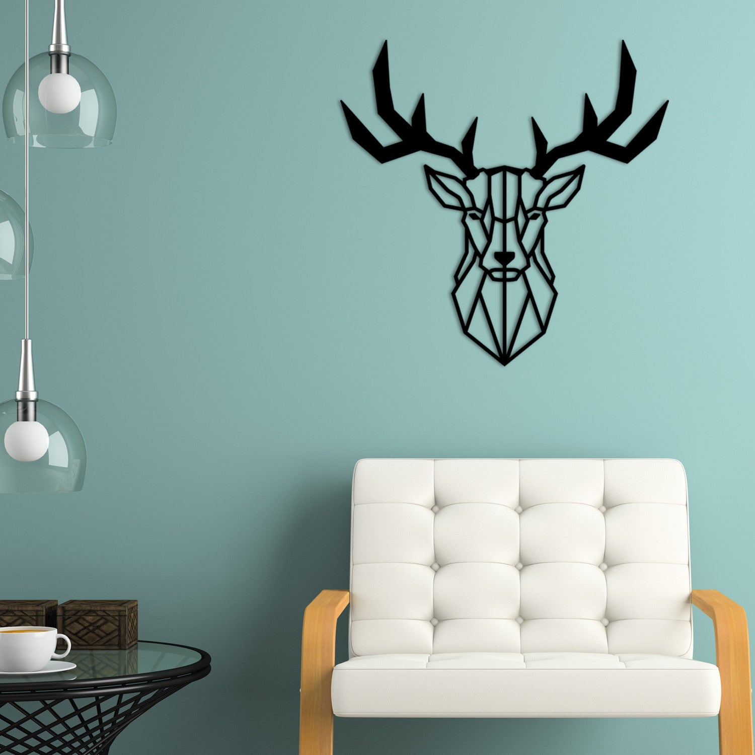 Deer2 – Decoração de Parede em Metal Preto 51 x 51 cm (100% metal, 1,2 mm)