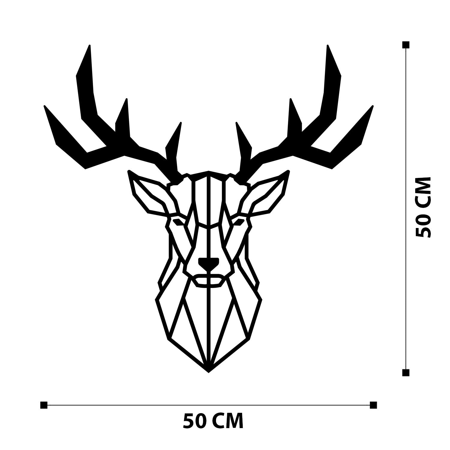 Deer2 – Decoração de Parede em Metal Preto 51 x 51 cm (100% metal, 1,2 mm)