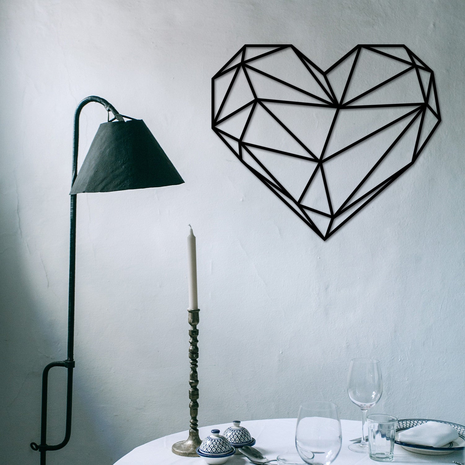 Acessório de parede decorativo de metal preto elegante, 47 x 40 cm | 100% metal, 1,2 mm de espessura | Perfeito para decoração moderna e arte de parede exclusiva