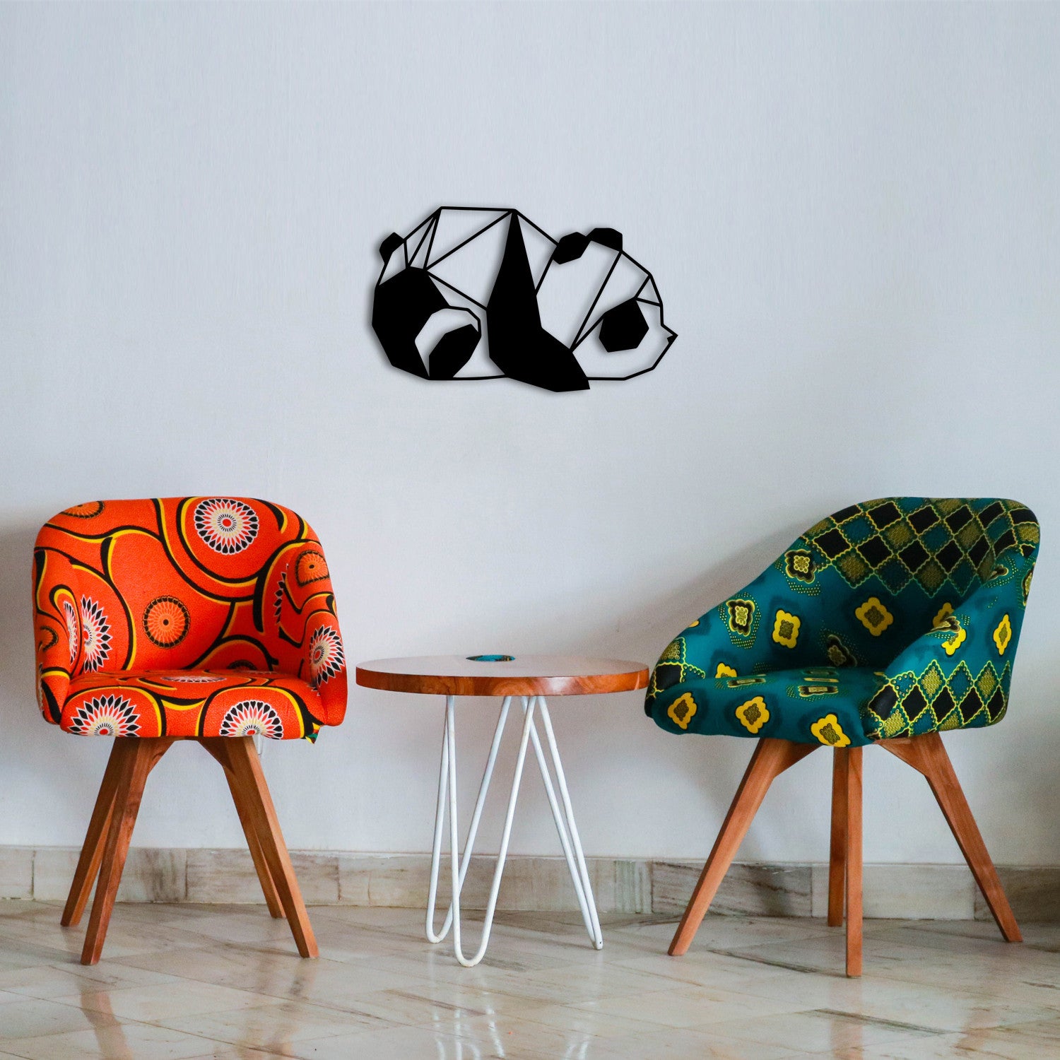 Panda2 — Decoração de Parede em Metal Preto, 100% Metal (52 x 31 cm)