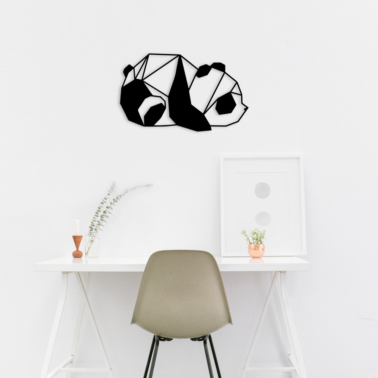 Panda2 — Decoração de Parede em Metal Preto, 100% Metal (52 x 31 cm)