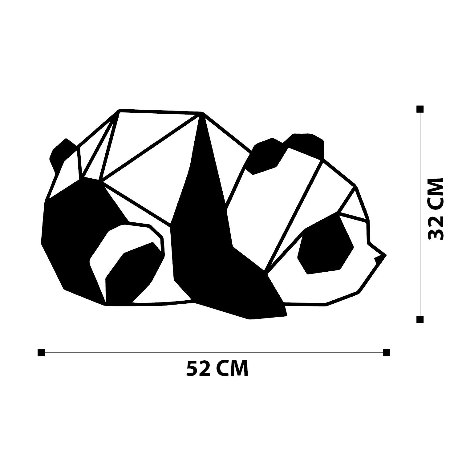 Panda2 — Decoração de Parede em Metal Preto, 100% Metal (52 x 31 cm)