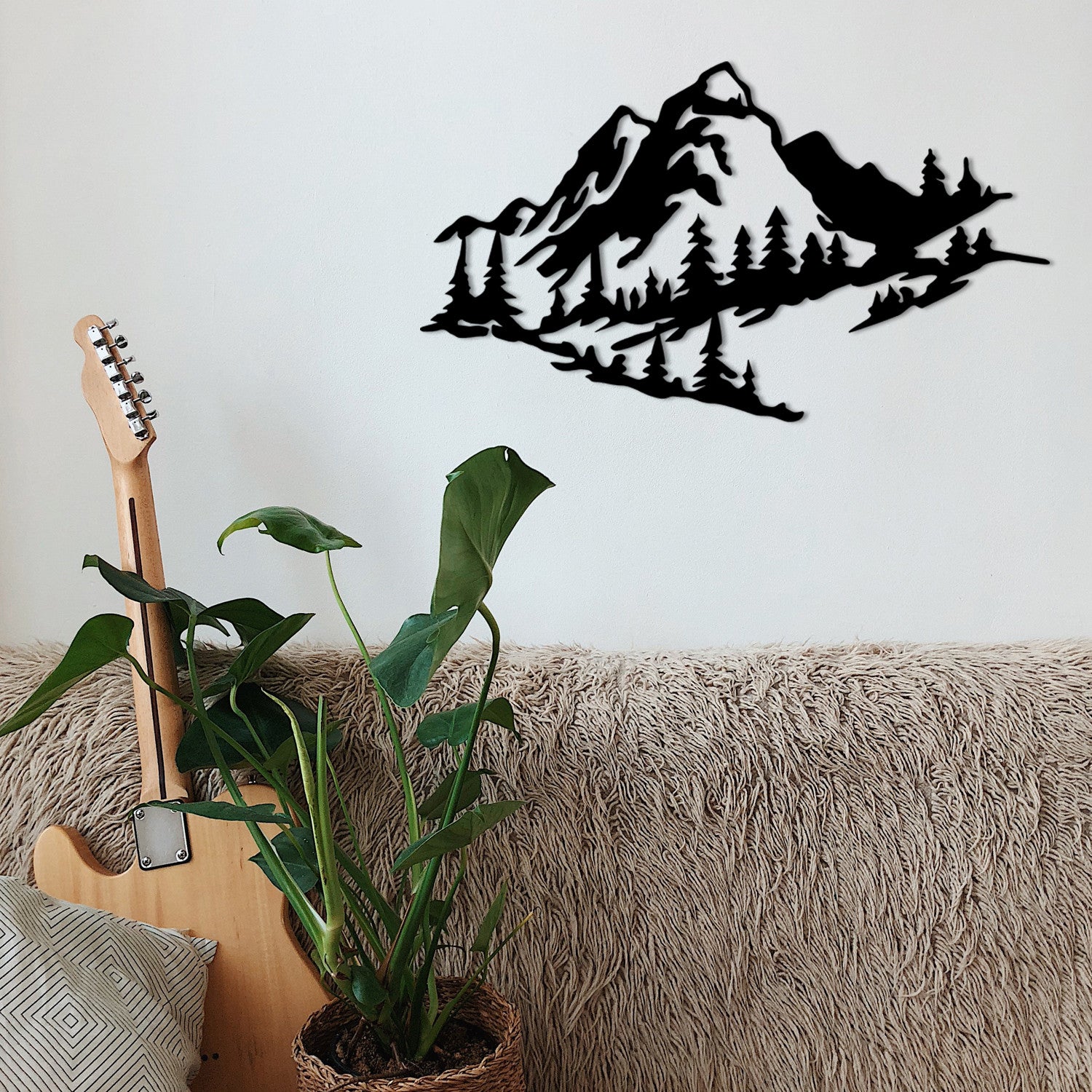 Decoração de Parede em Metal Montanha 2 – Preto, 47x40 cm, 100% Metal (1,2 mm)