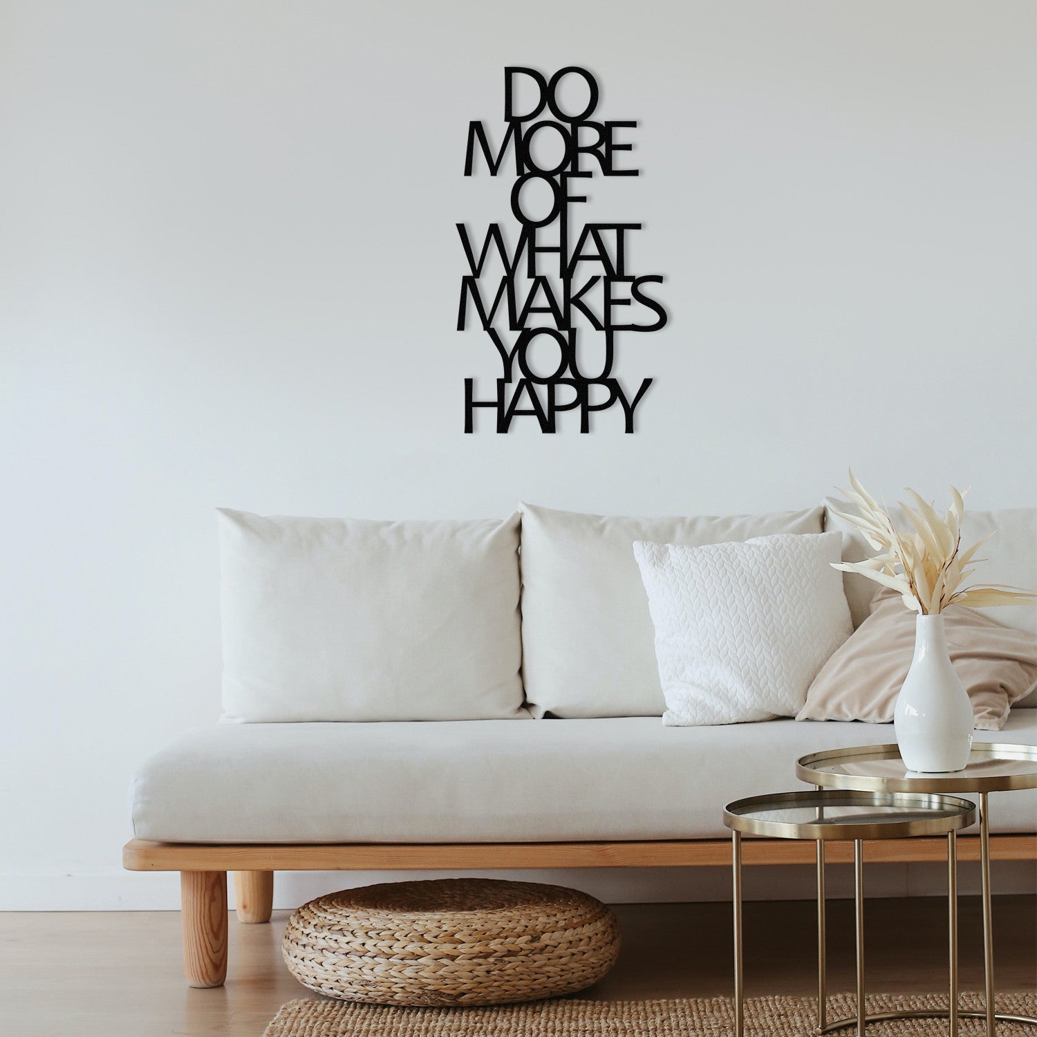 Decoração de Parede em Metal “Do More Of What Makes You Happy” – Preto, 40 x 70 cm