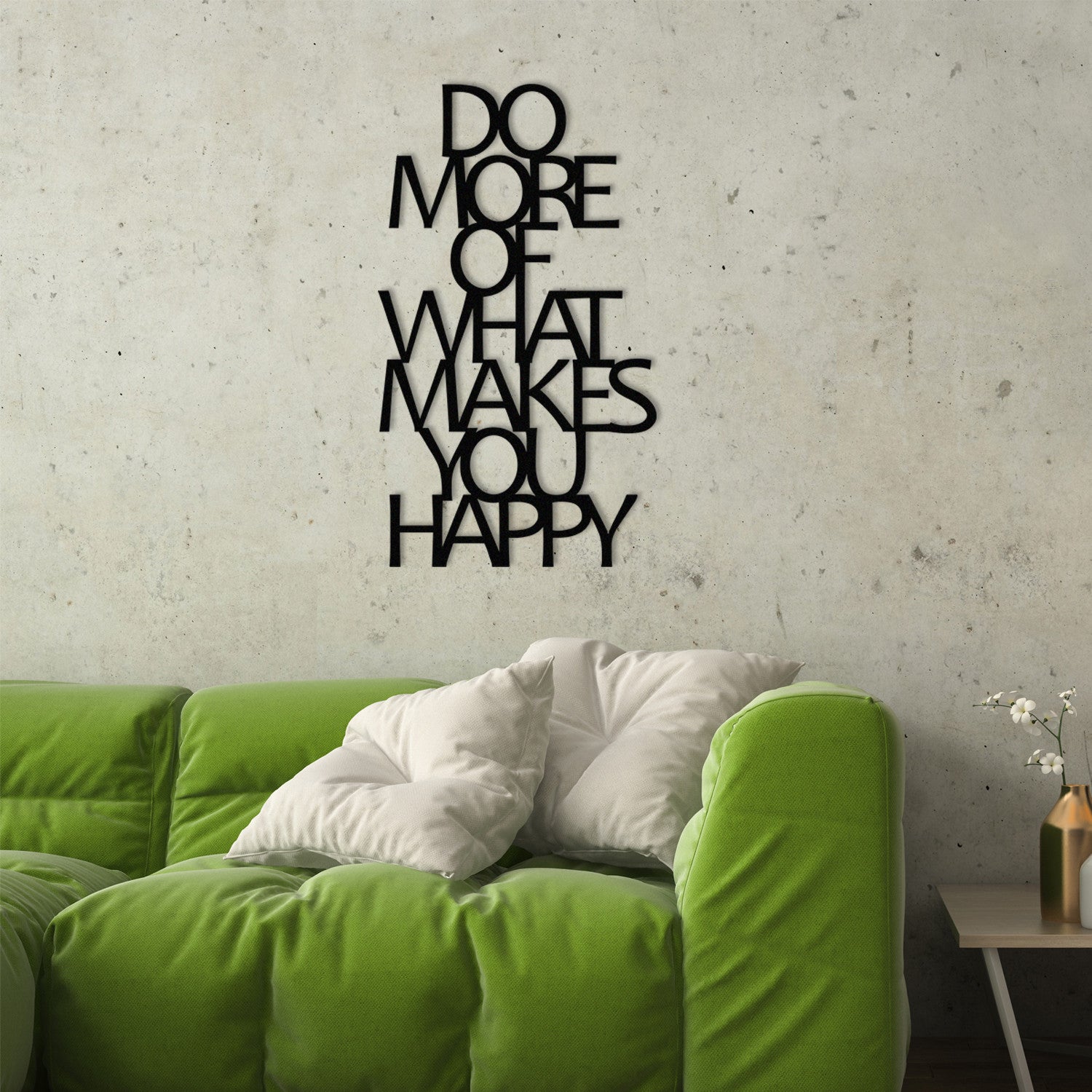 Decoração de Parede em Metal “Do More Of What Makes You Happy” – Preto, 40 x 70 cm