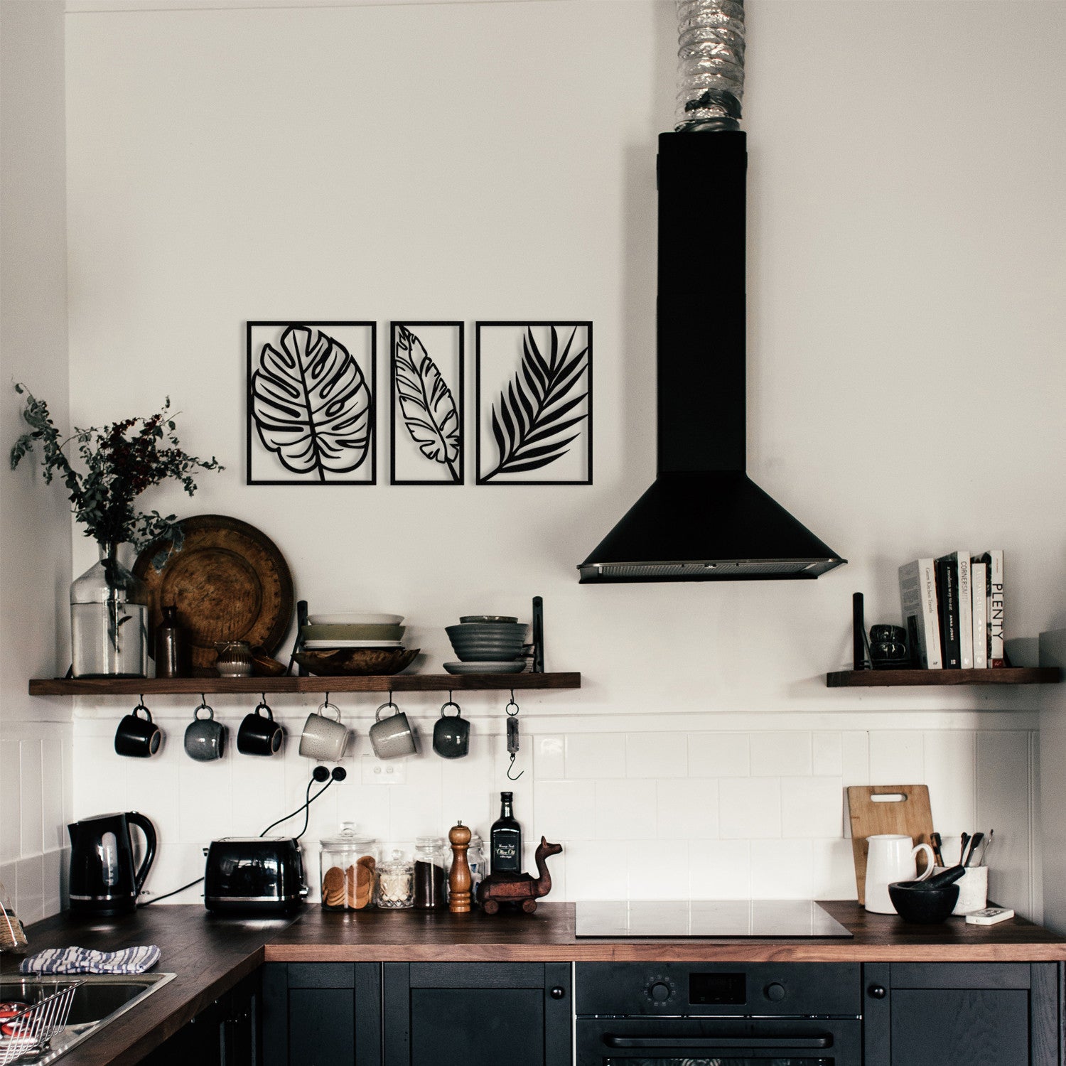 Acessório de parede decorativo de metal preto elegante, 80 x 38 cm | 100% metal, 1,2 mm de espessura | Perfeito para decoração moderna e arte de parede exclusiva