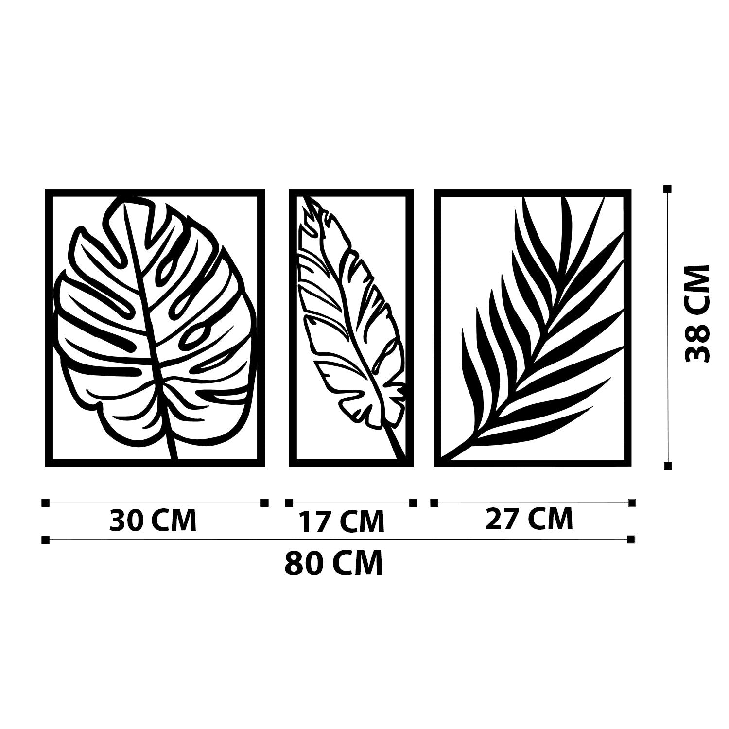 Acessório de parede decorativo de metal preto elegante, 80 x 38 cm | 100% metal, 1,2 mm de espessura | Perfeito para decoração moderna e arte de parede exclusiva