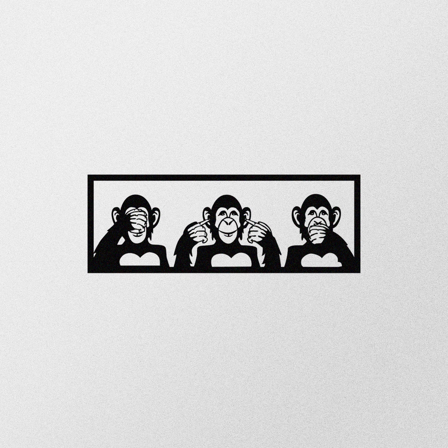 Três Macacos M – Decoração de Parede em Metal 100%, Preto, 70x25 cm