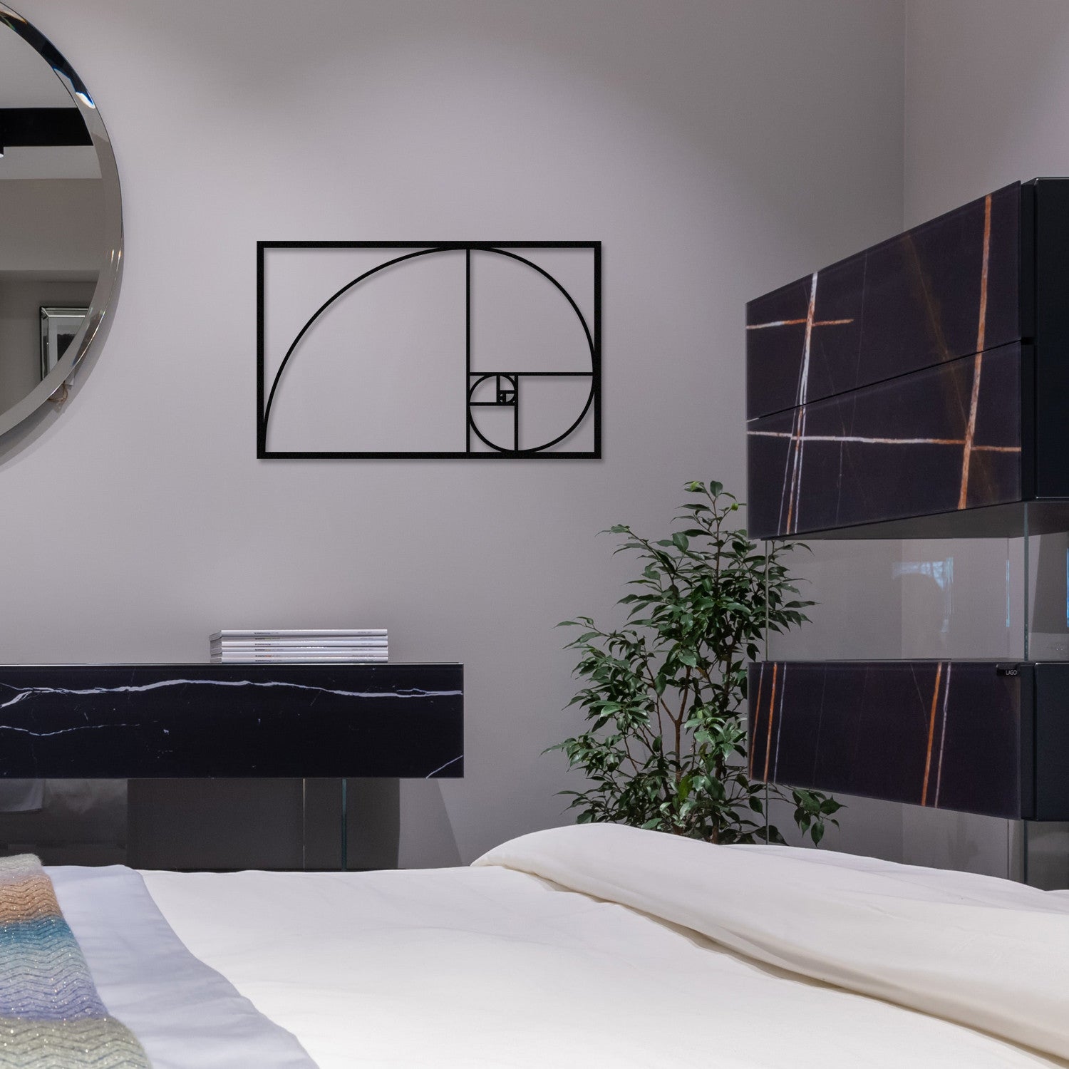 Decoração de Parede em Metal Proporção Áurea – Preto, 53x35 cm (100% Metal, 1,2 mm)