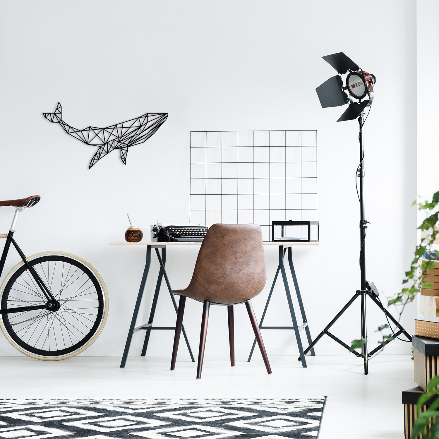 Acessório de parede decorativo de metal preto elegante, 56 x 31 cm | 100% metal, 1,2 mm de espessura | Perfeito para decoração moderna e arte de parede exclusiva