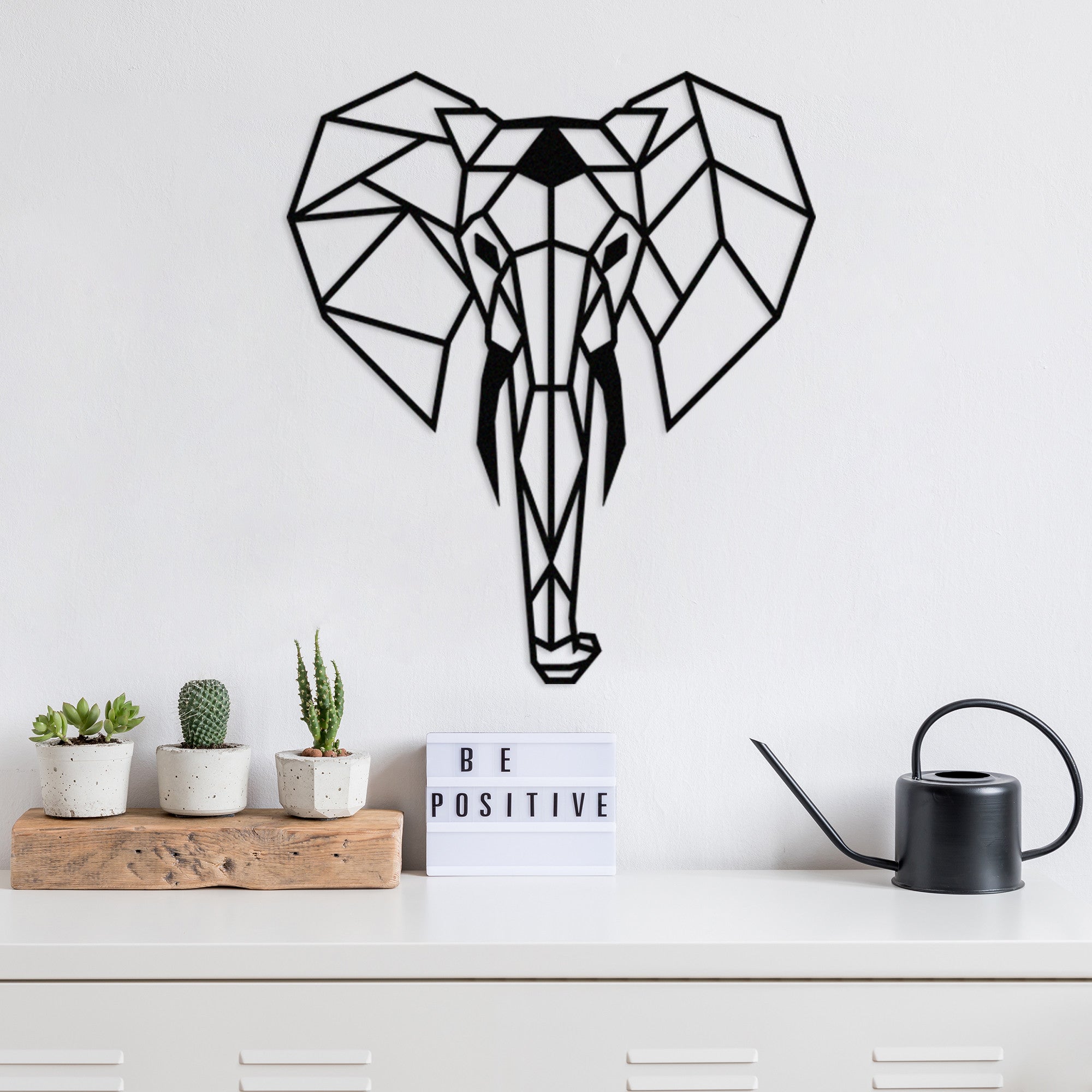 Decoração de Parede Elefante 100% Metal – Preto, 45 x 52 cm