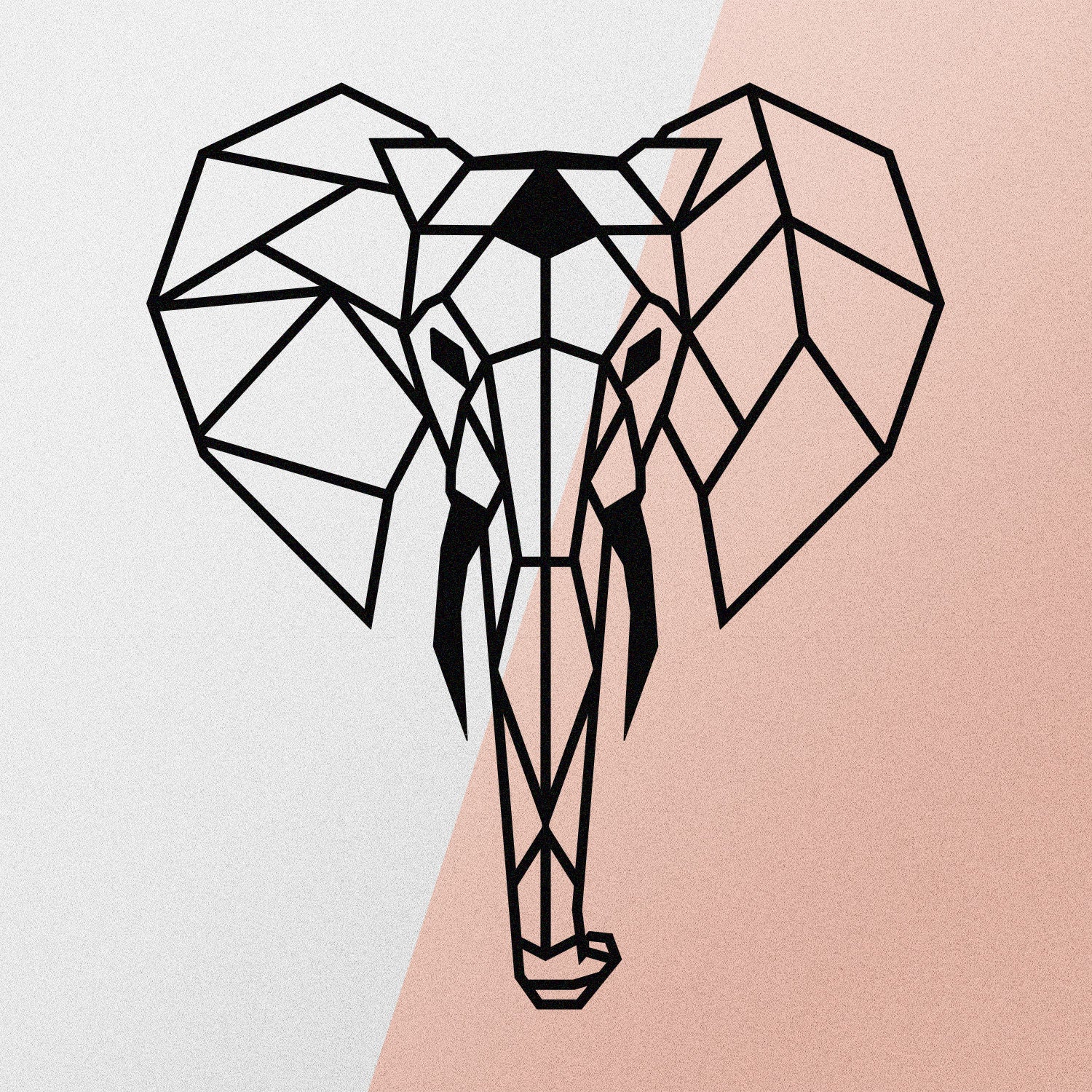 Decoração de Parede Elefante 100% Metal – Preto, 45 x 52 cm