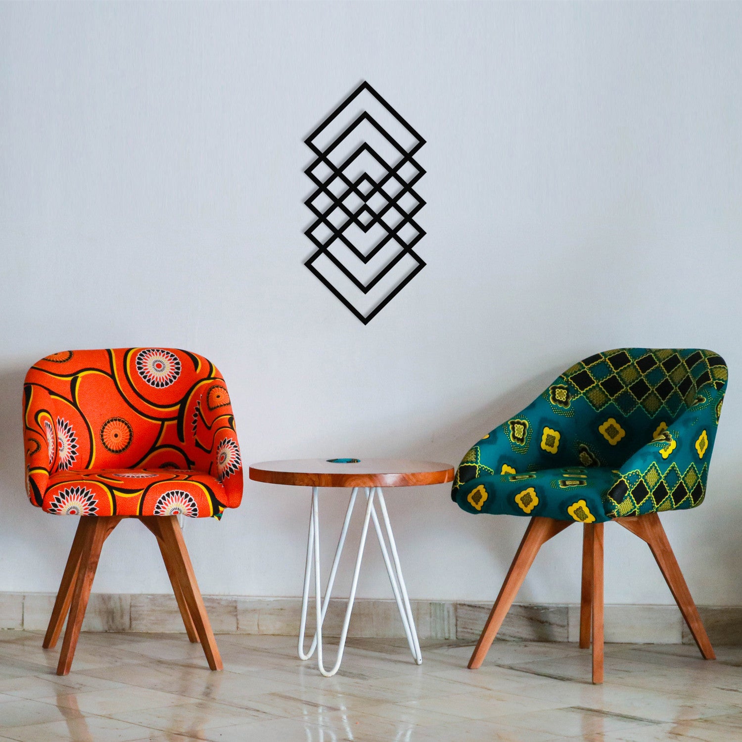 Acessório Decorativo de Parede em Metal Geometry - Preto - 30x60 cm