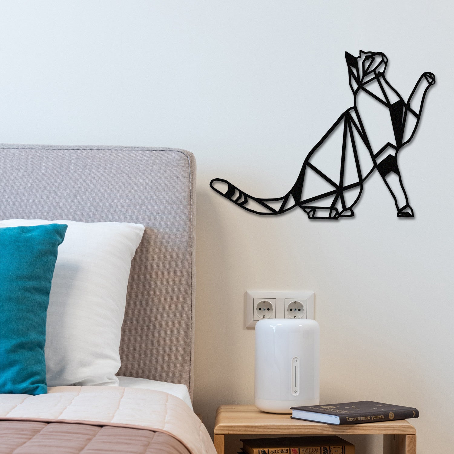 Decoração de Parede em Metal 100% — Silhueta de Gato, Preto, 51x36 cm