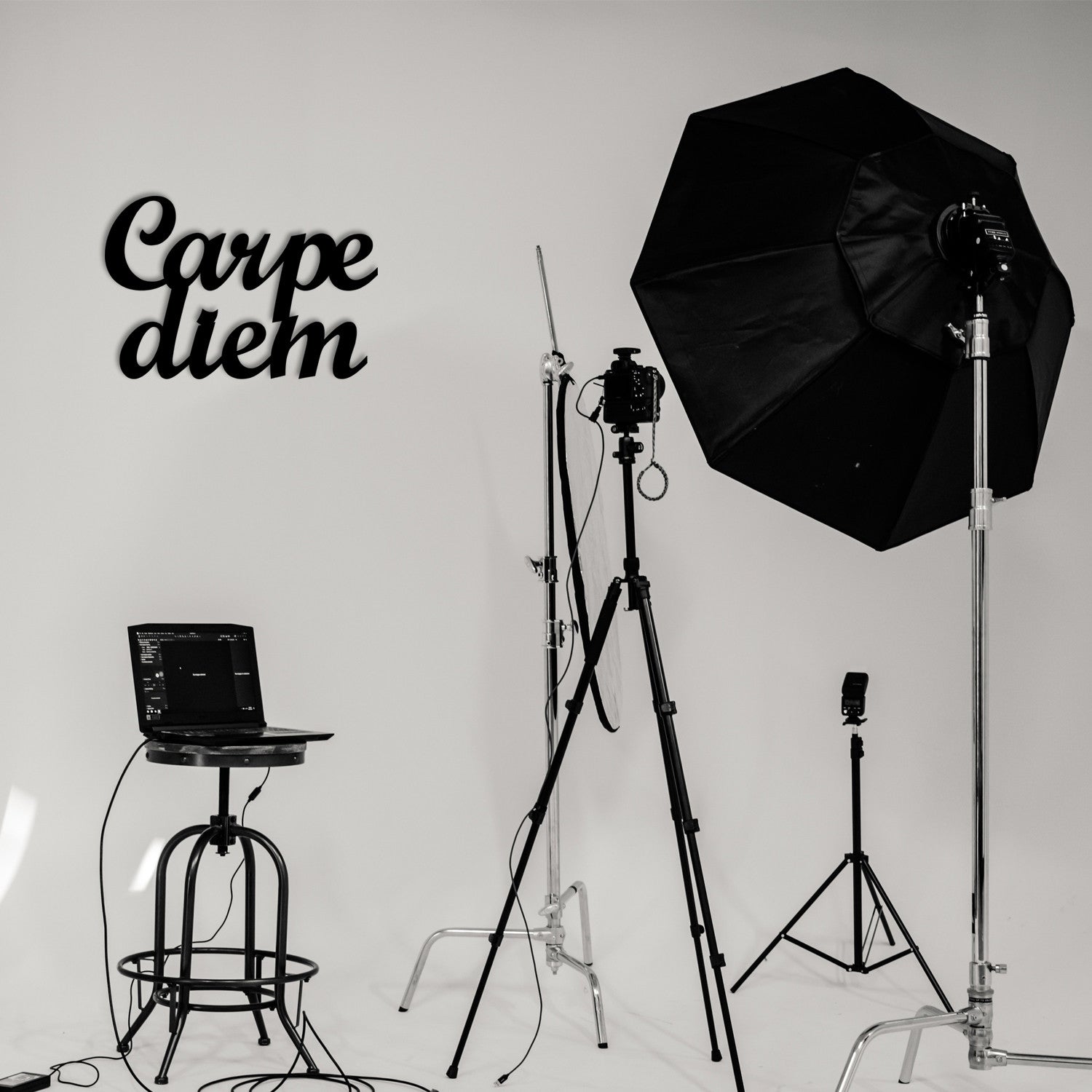 Carpediem 1 - Acessório Decorativo de Parede em Metal Preto (50 x 38 cm)
