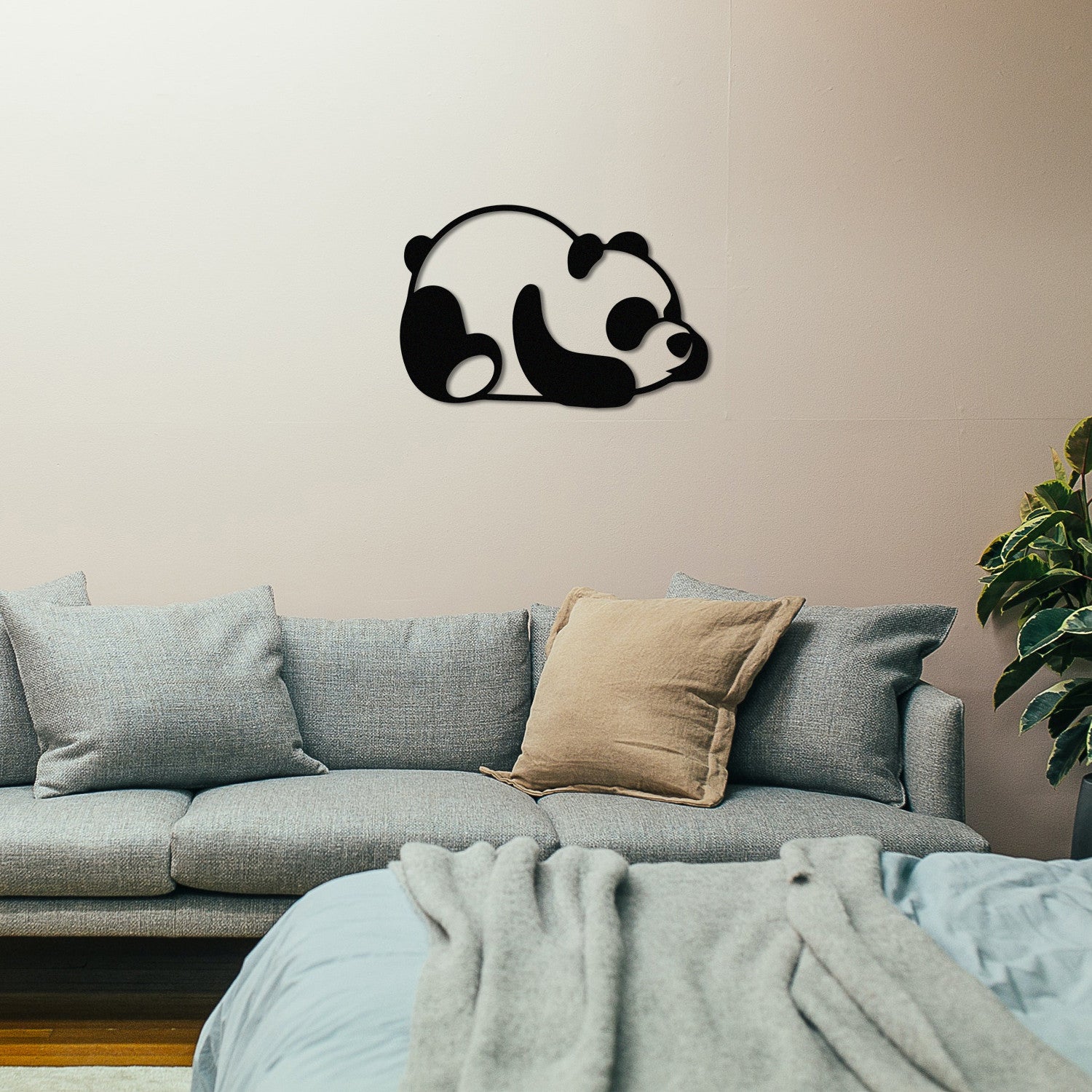 Panda em Metal Preto – Decoração de Parede, 35 x 50 cm, 100% metal (1,2 mm)