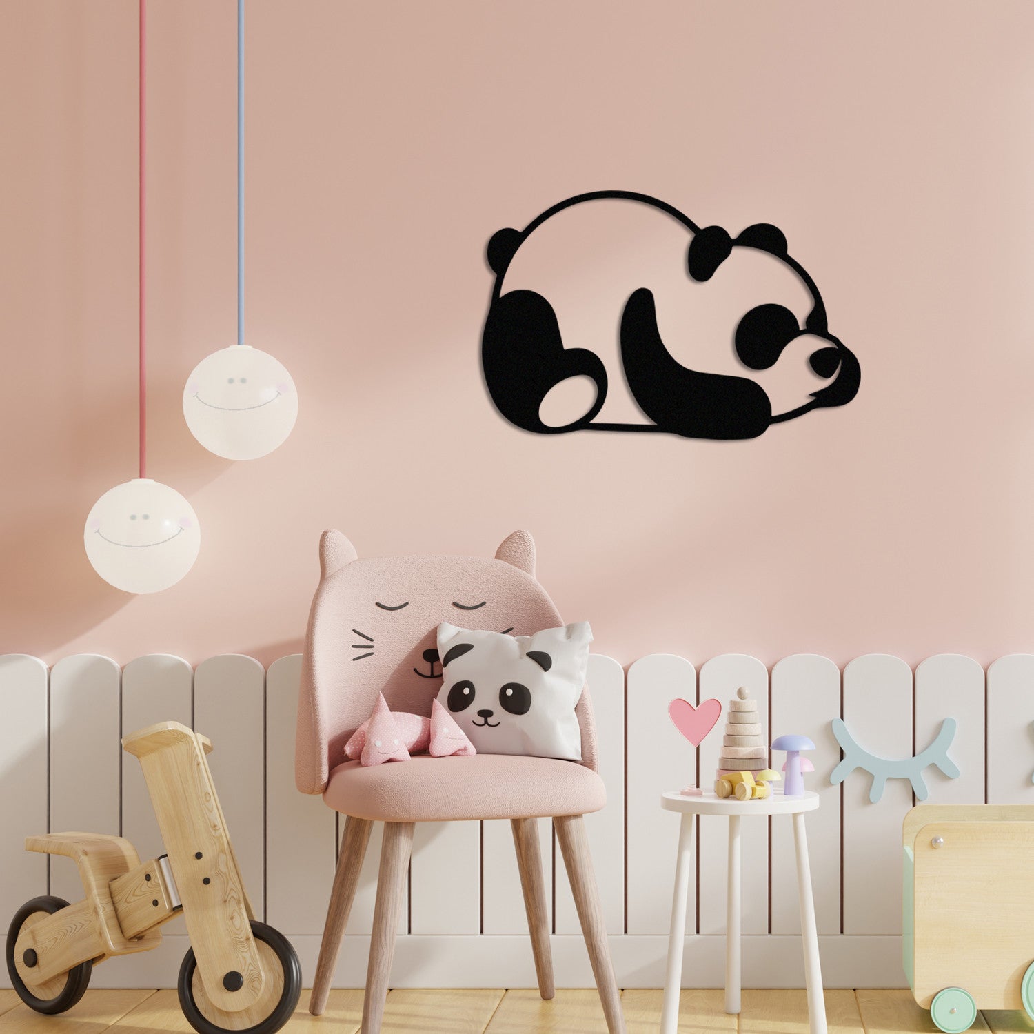 Panda em Metal Preto – Decoração de Parede, 35 x 50 cm, 100% metal (1,2 mm)