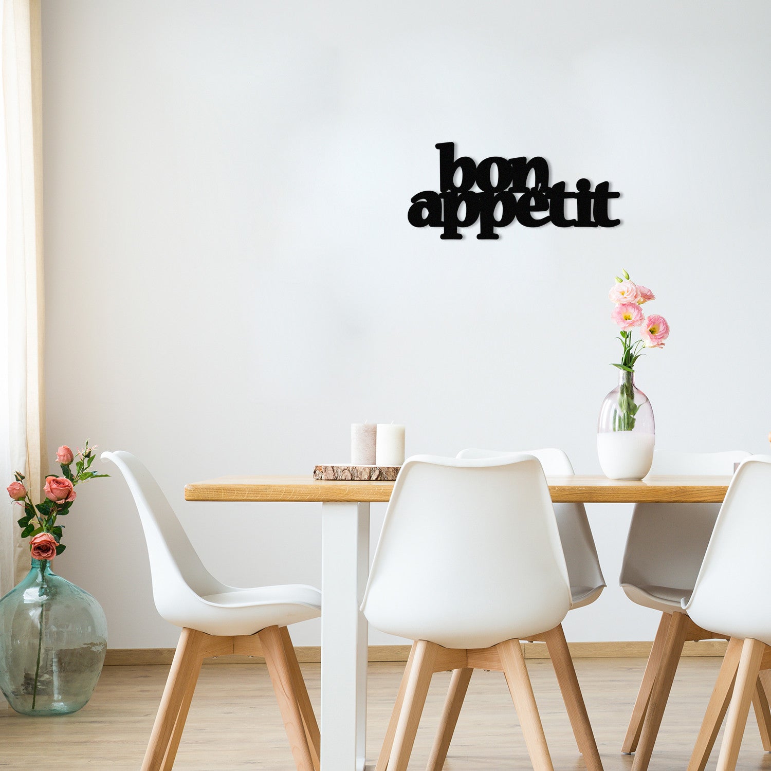 Placa Decorativa de Parede Bon Appetit 2 em Metal Preto 59x27 cm