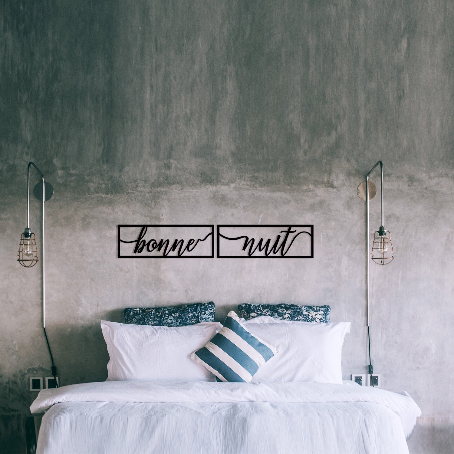 Bonne Nuit 1 – Acessório Decorativo de Parede 100% Metal, Preto, 90 x 15 cm (1,2 mm)