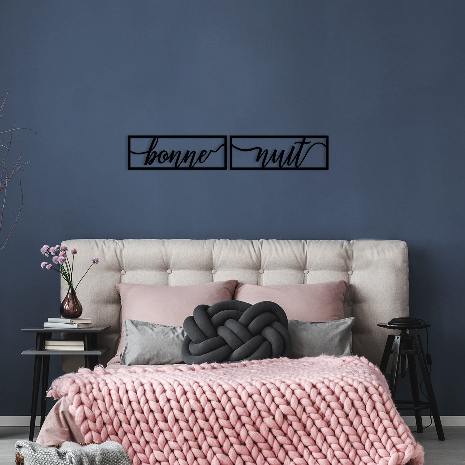 Bonne Nuit 1 – Acessório Decorativo de Parede 100% Metal, Preto, 90 x 15 cm (1,2 mm)