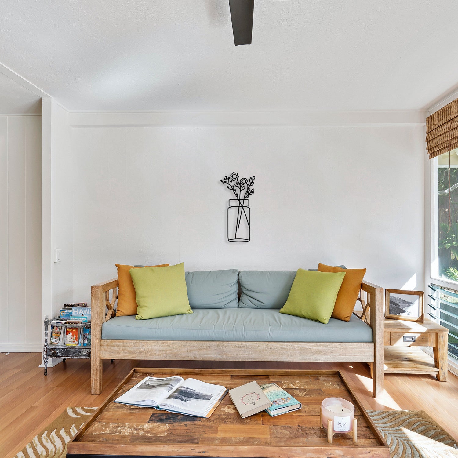 Flor 1 – Decoração de Parede em Metal Preto, 27x60 cm (100% Metal)