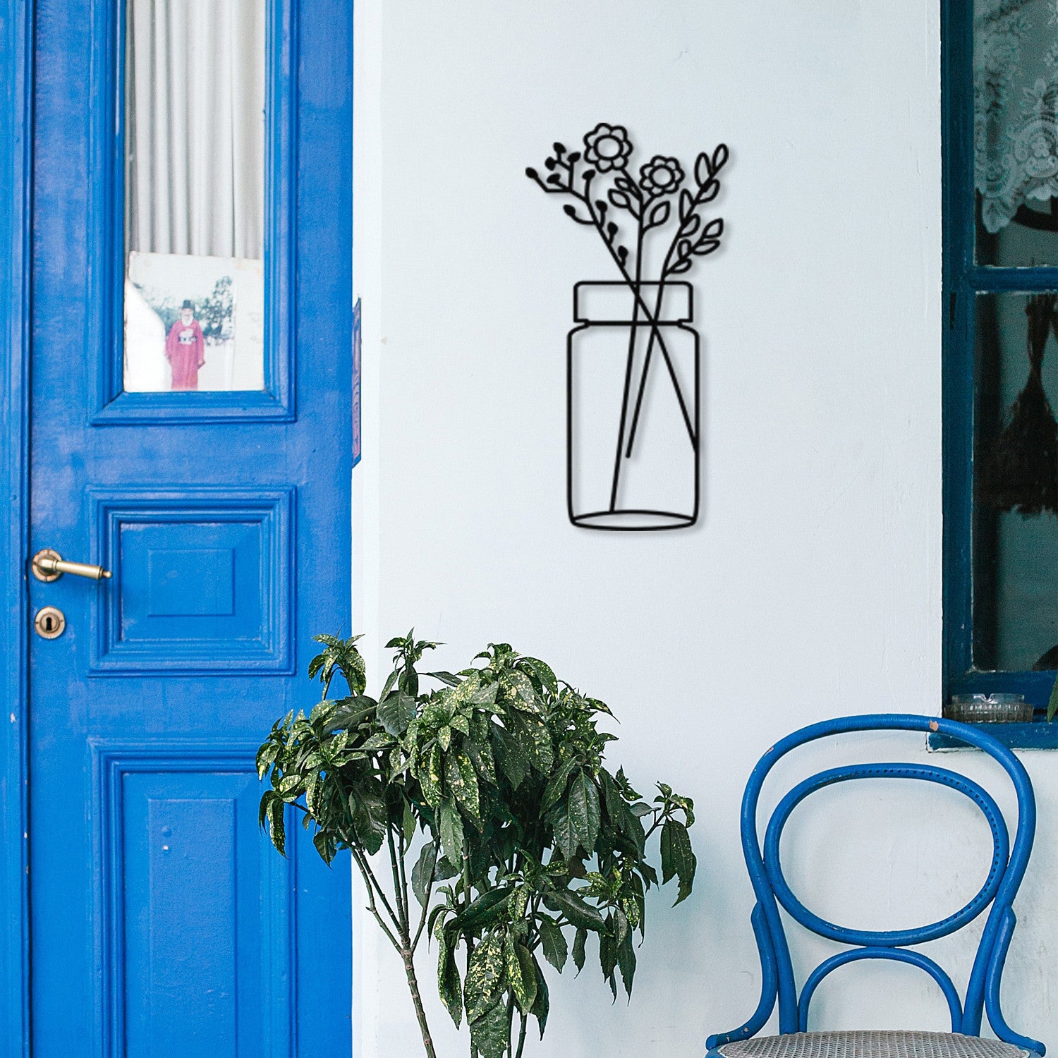 Flor 1 – Decoração de Parede em Metal Preto, 27x60 cm (100% Metal)