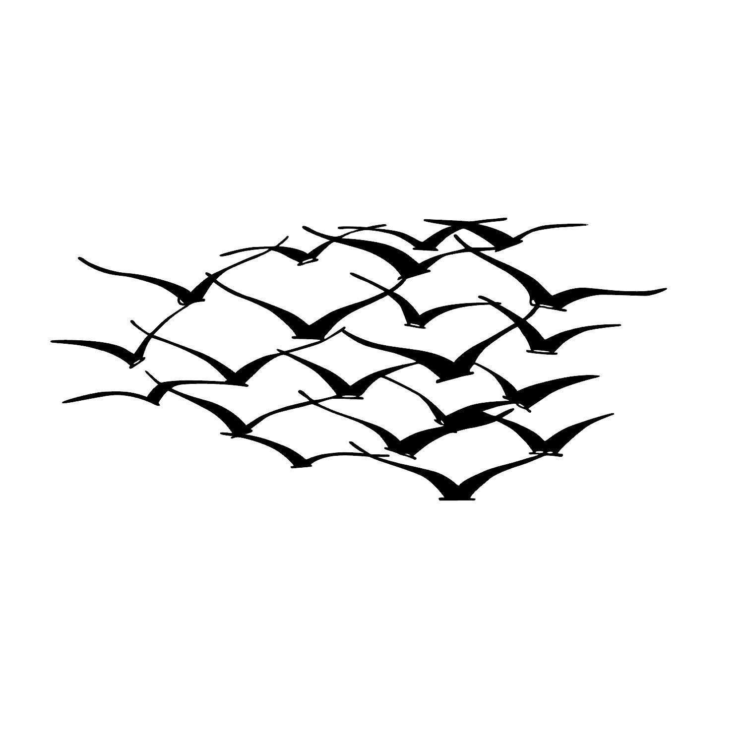 Bando de Pássaros – Acessório Decorativo de Parede em Metal Preto 100% (1,2 mm), 120 x 55 cm