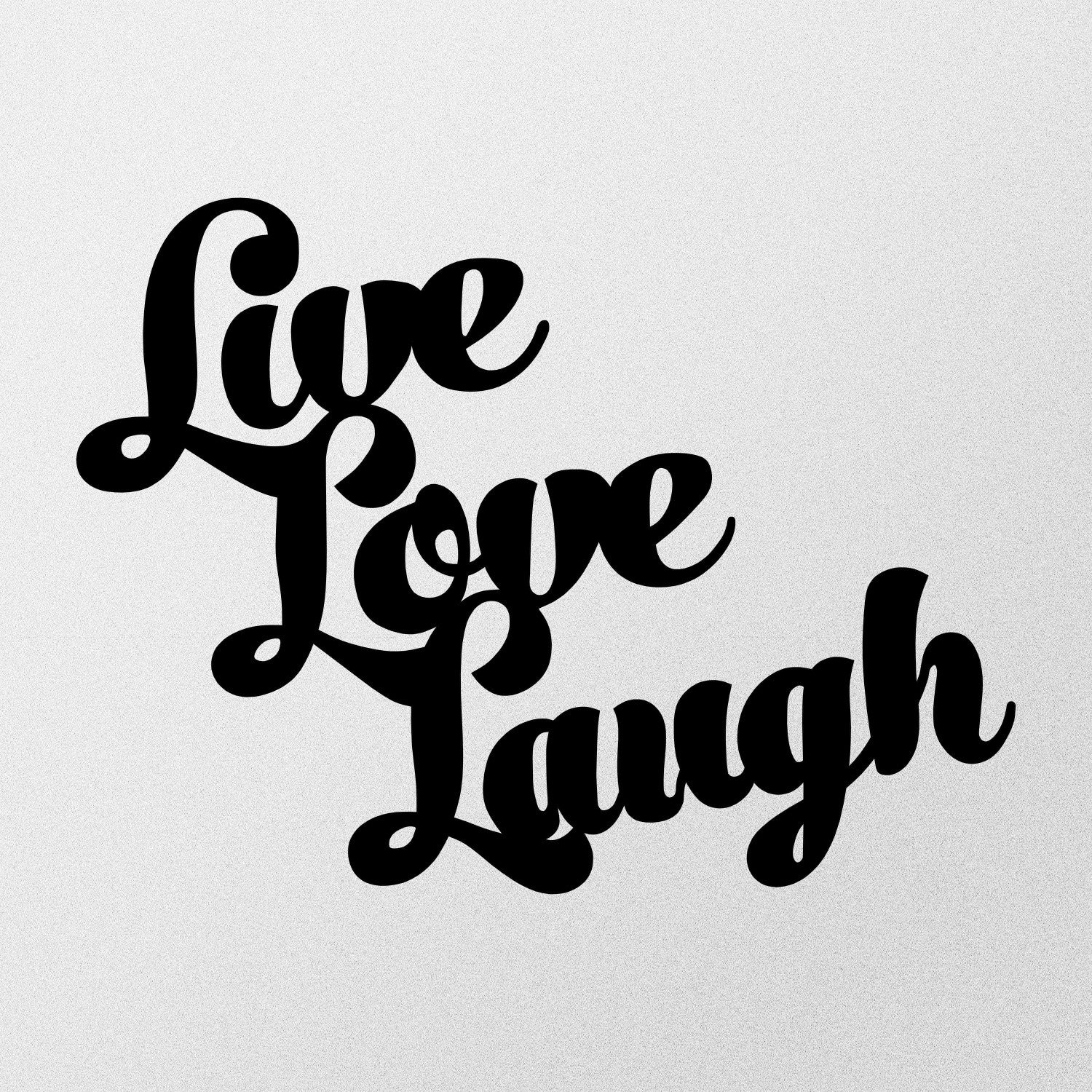 Placa Decorativa em Metal “Live Love Laugh” — Preto, 52x38 cm, 100% Metal (1,2 mm)
