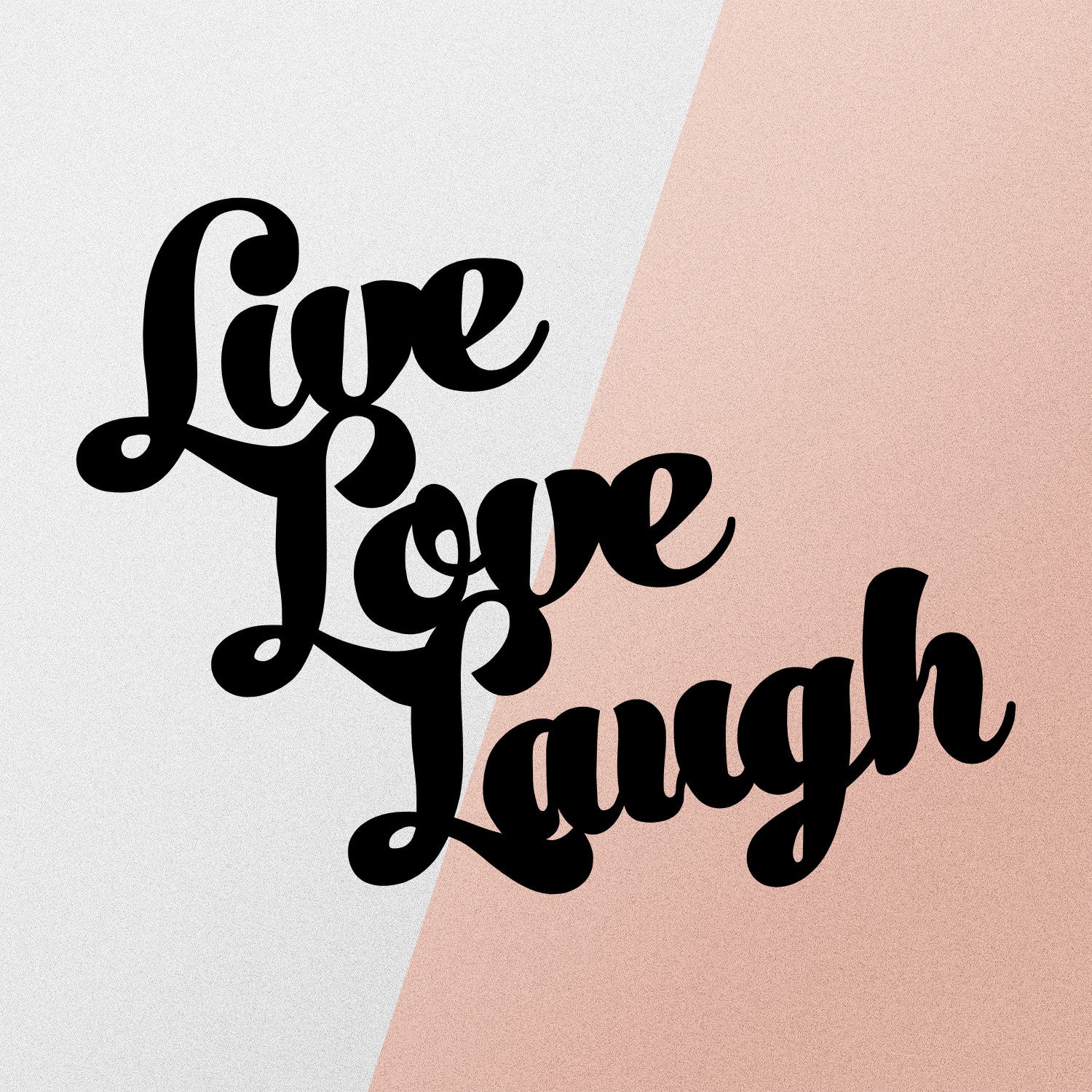 Placa Decorativa em Metal “Live Love Laugh” — Preto, 52x38 cm, 100% Metal (1,2 mm)