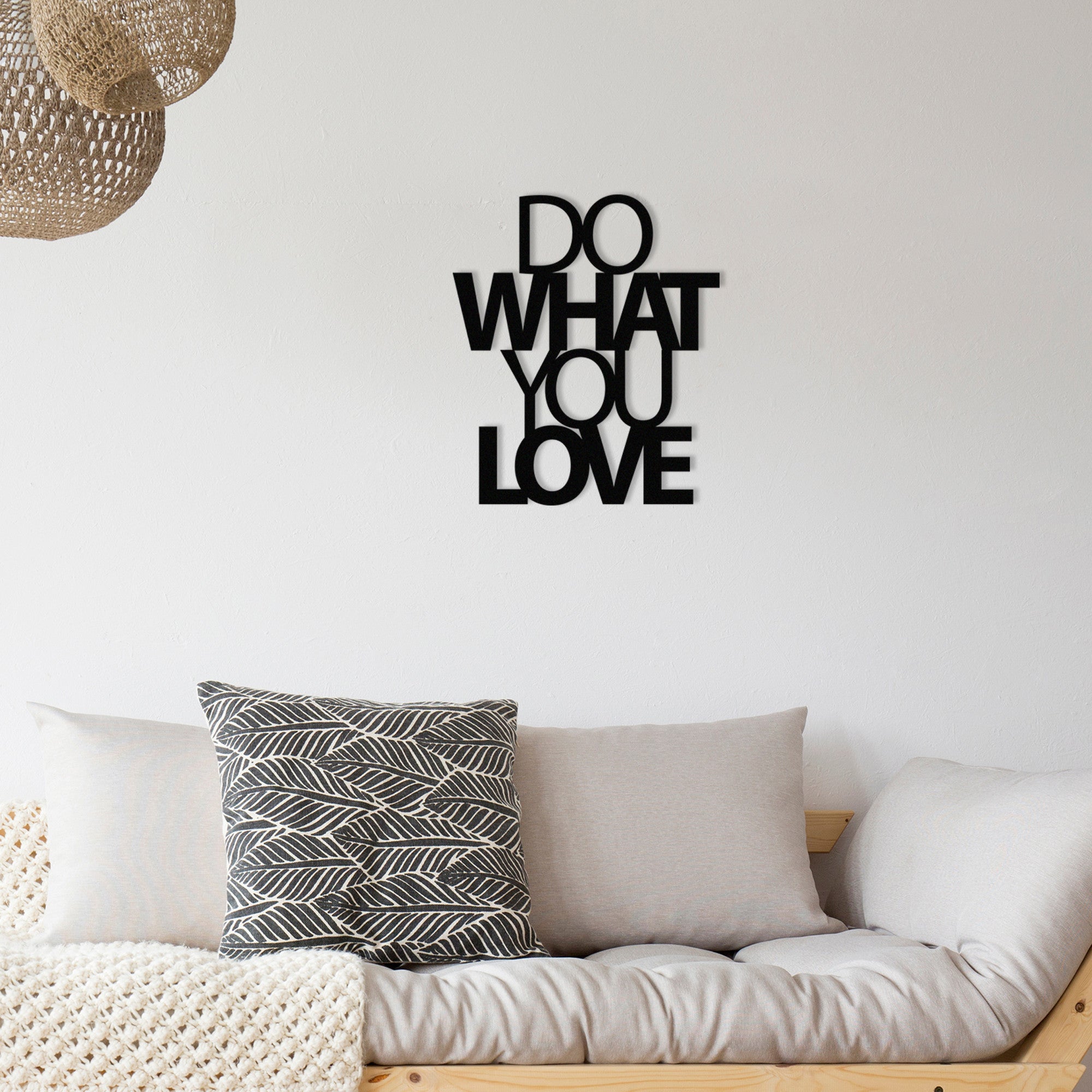Decoração de Parede em Metal "Do What You Love" – Preto, 47 x 55 cm