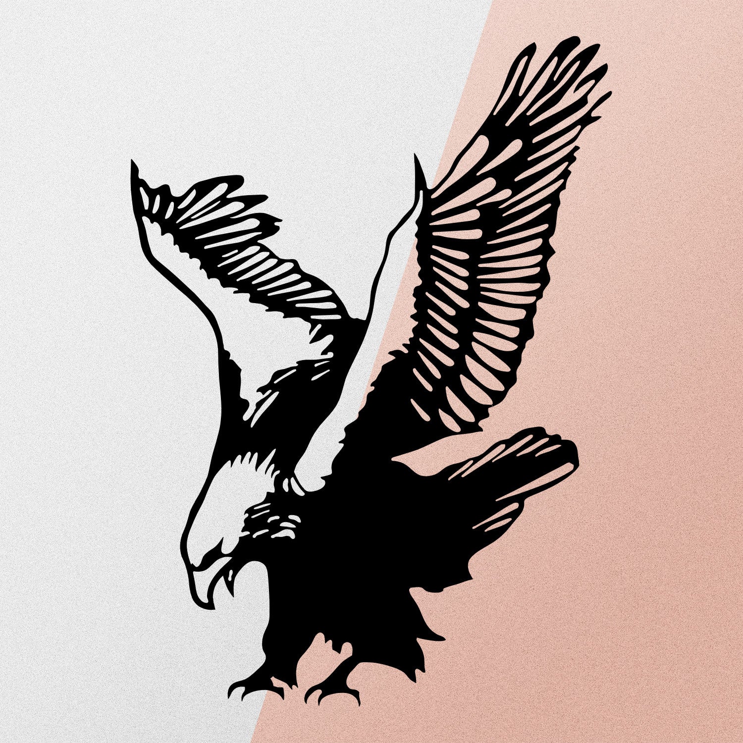 Decoração de Parede Águia em Metal 100% — Preto, 40x53 cm (1,2 mm)