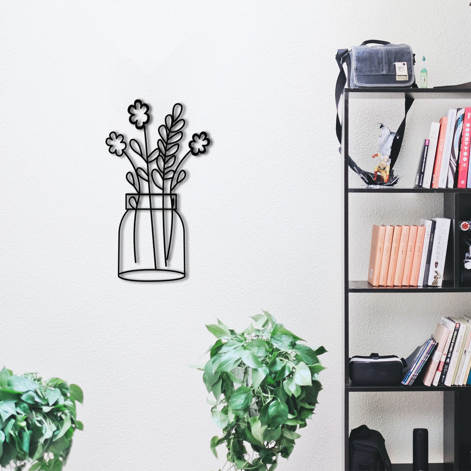 Decoração de Parede em Metal Flower 3 – Preto, 40x70 cm (100% Metal)