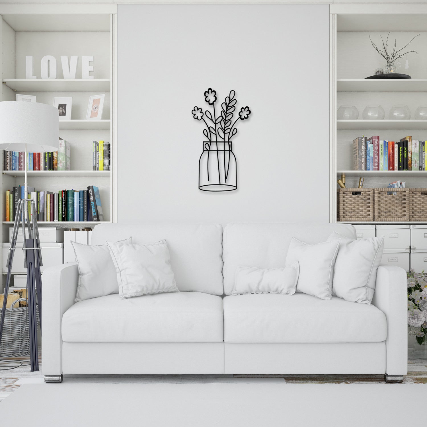 Decoração de Parede em Metal Flower 3 – Preto, 40x70 cm (100% Metal)