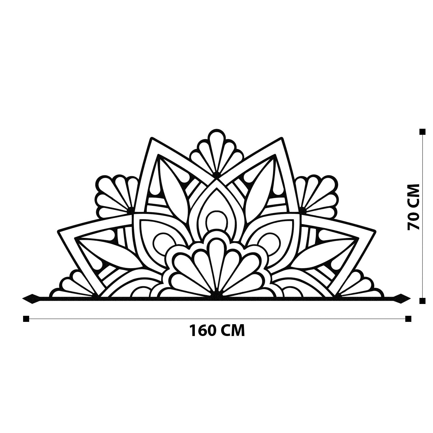 Guzeste Acessório Decorativo de Parede em Metal Preto 160 x 70 cm (1,2 mm)